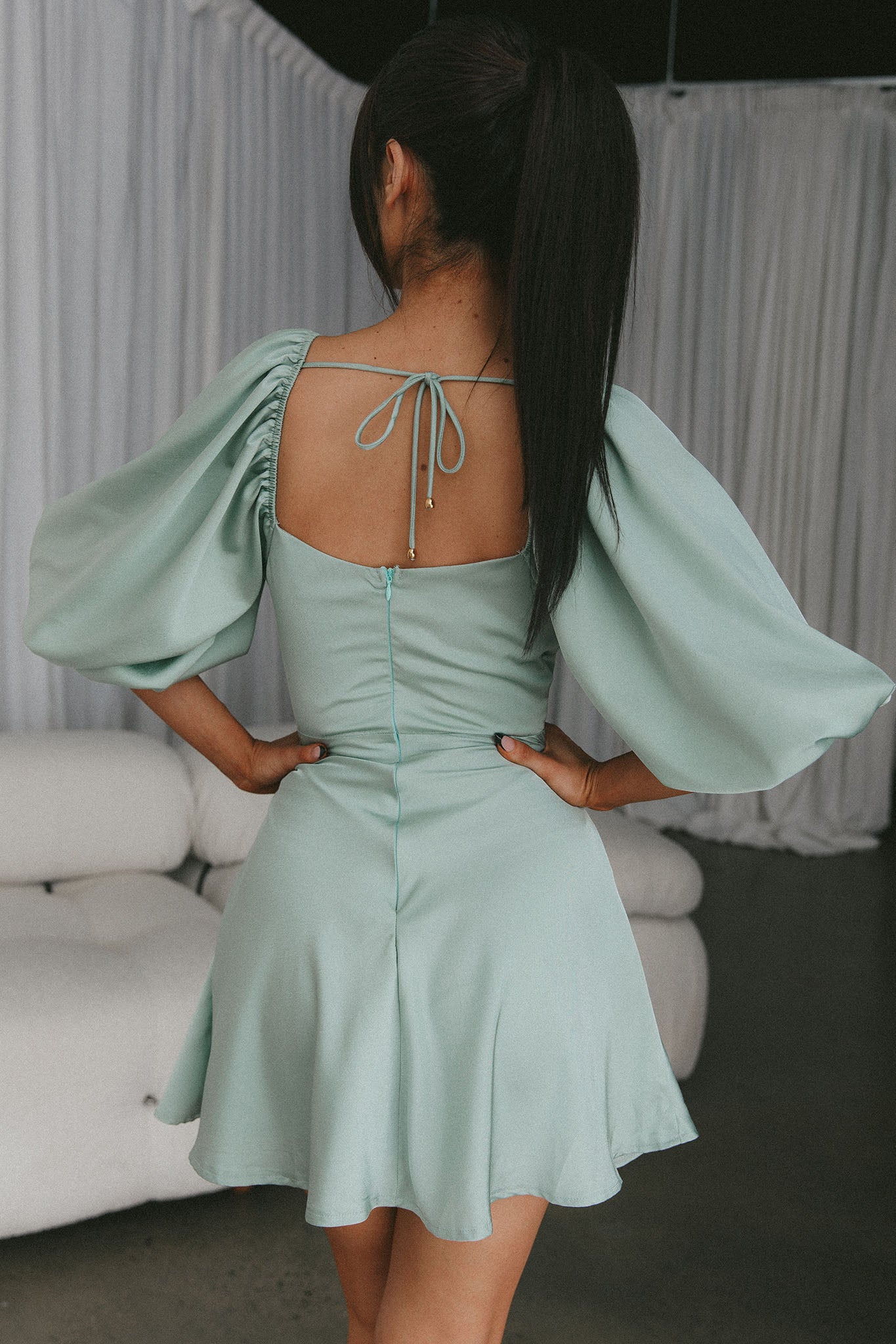 Devoted Structured Bust A-Line Dress Sage by Selfie Leslie