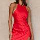 Sonoma Halterneck Faux Wrap Twist Back Mini Dress Flame Red