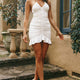 Mantra Halterneck Ruched Bodycon Mini Dress White