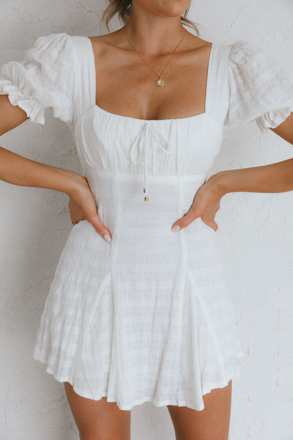 Promise Keepers Puff Sleeve Mini Dress White by Selfie Leslie Australia