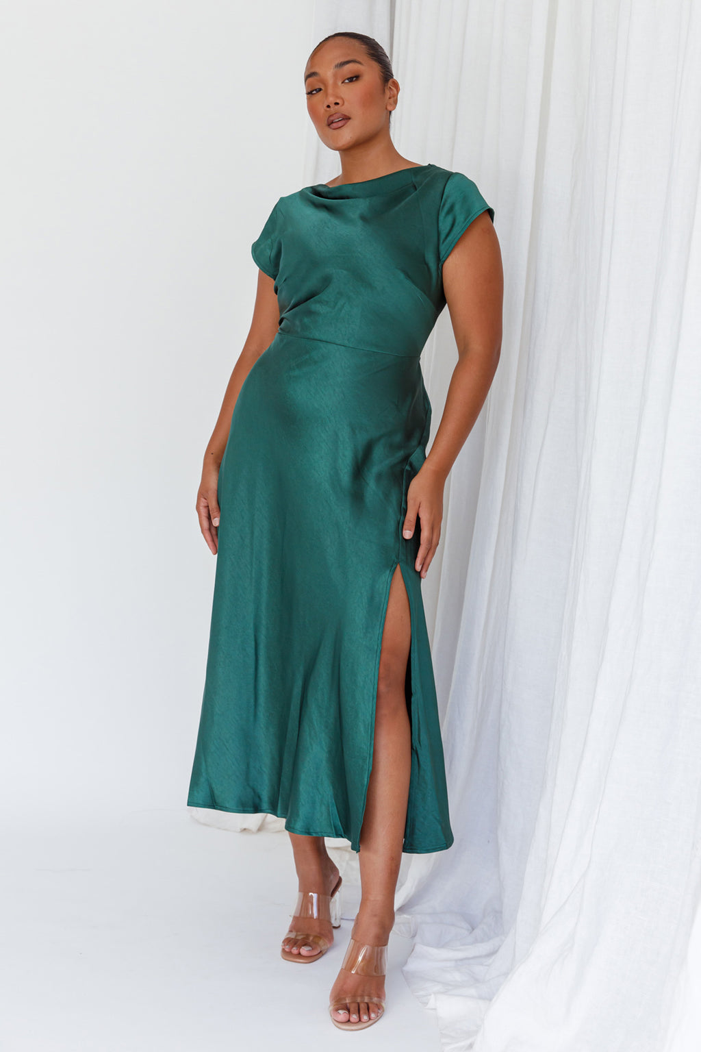 Lucinda Twist Back Midi Dress Jade by Selfie Leslie Australia