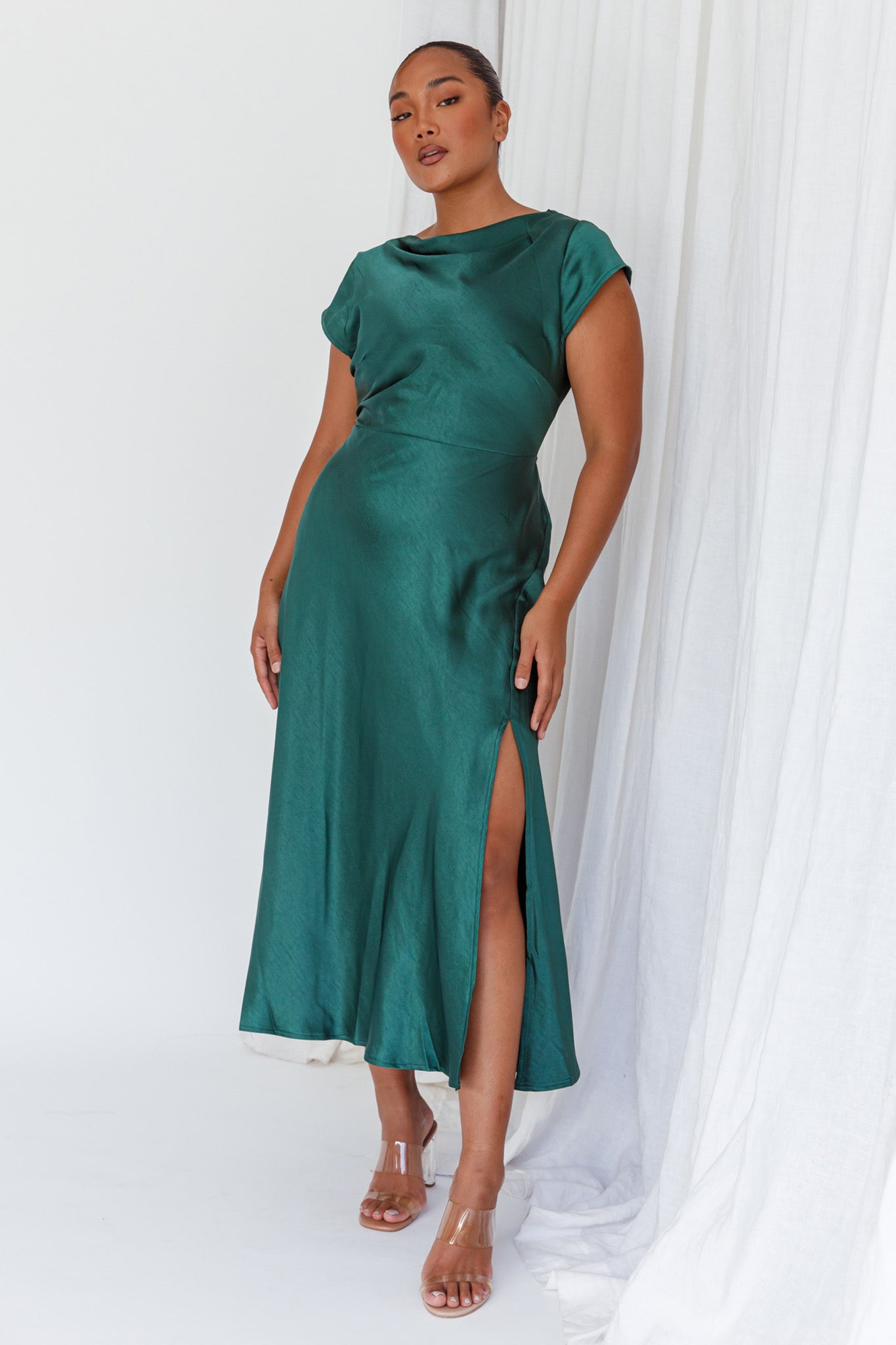 Lucinda Twist Back Midi Dress Jade by Selfie Leslie Australia
