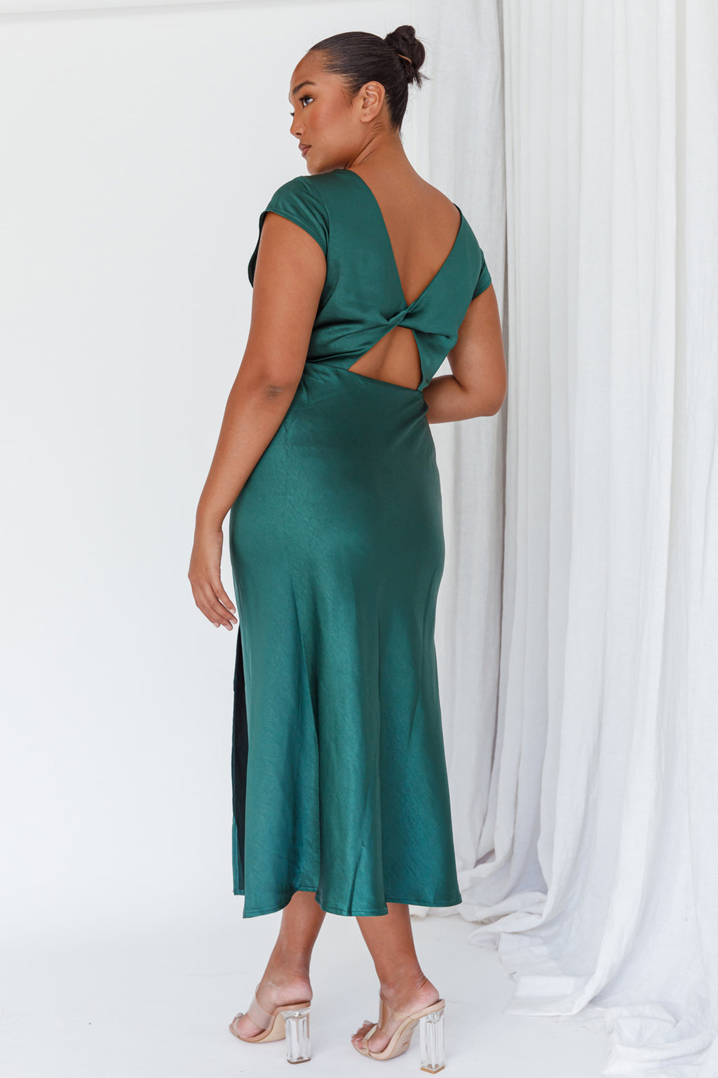 Lucinda Twist Back Midi Dress Jade by Selfie Leslie Australia