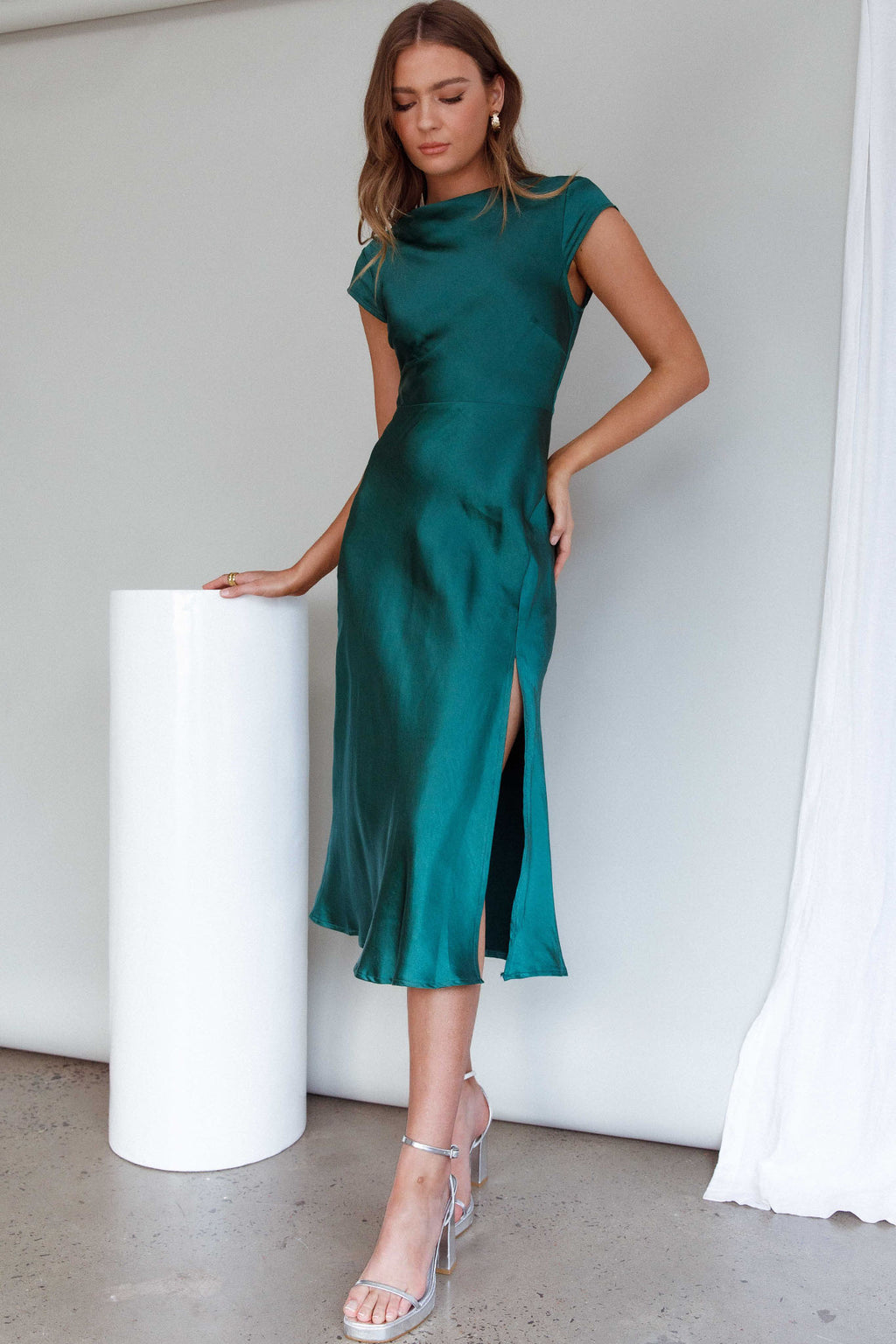 Lucinda Twist Back Midi Dress Jade by Selfie Leslie Australia