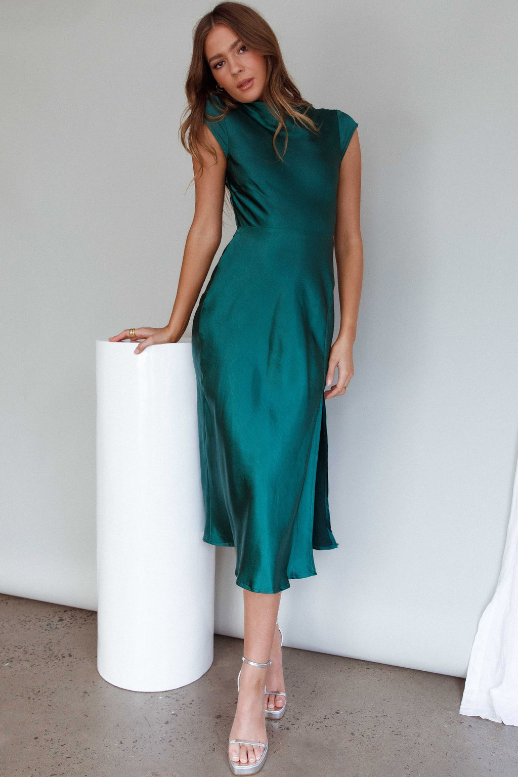 Lucinda Twist Back Midi Dress Jade by Selfie Leslie Australia