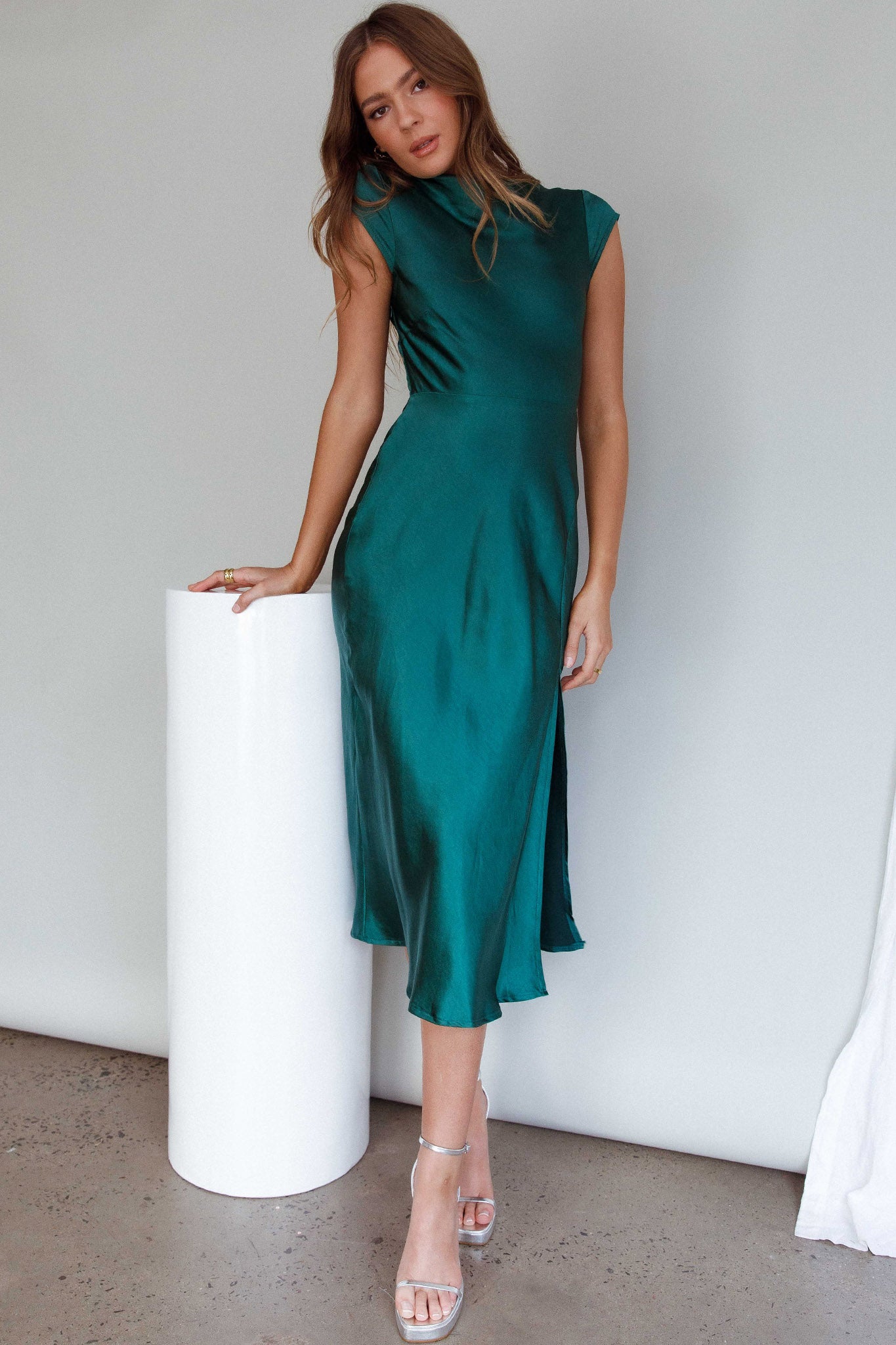 Lucinda Twist Back Midi Dress Jade by Selfie Leslie Australia
