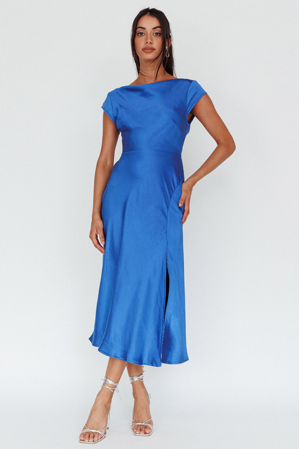 Lucinda Twist Back Midi Dress Navy by Selfie Leslie Australia