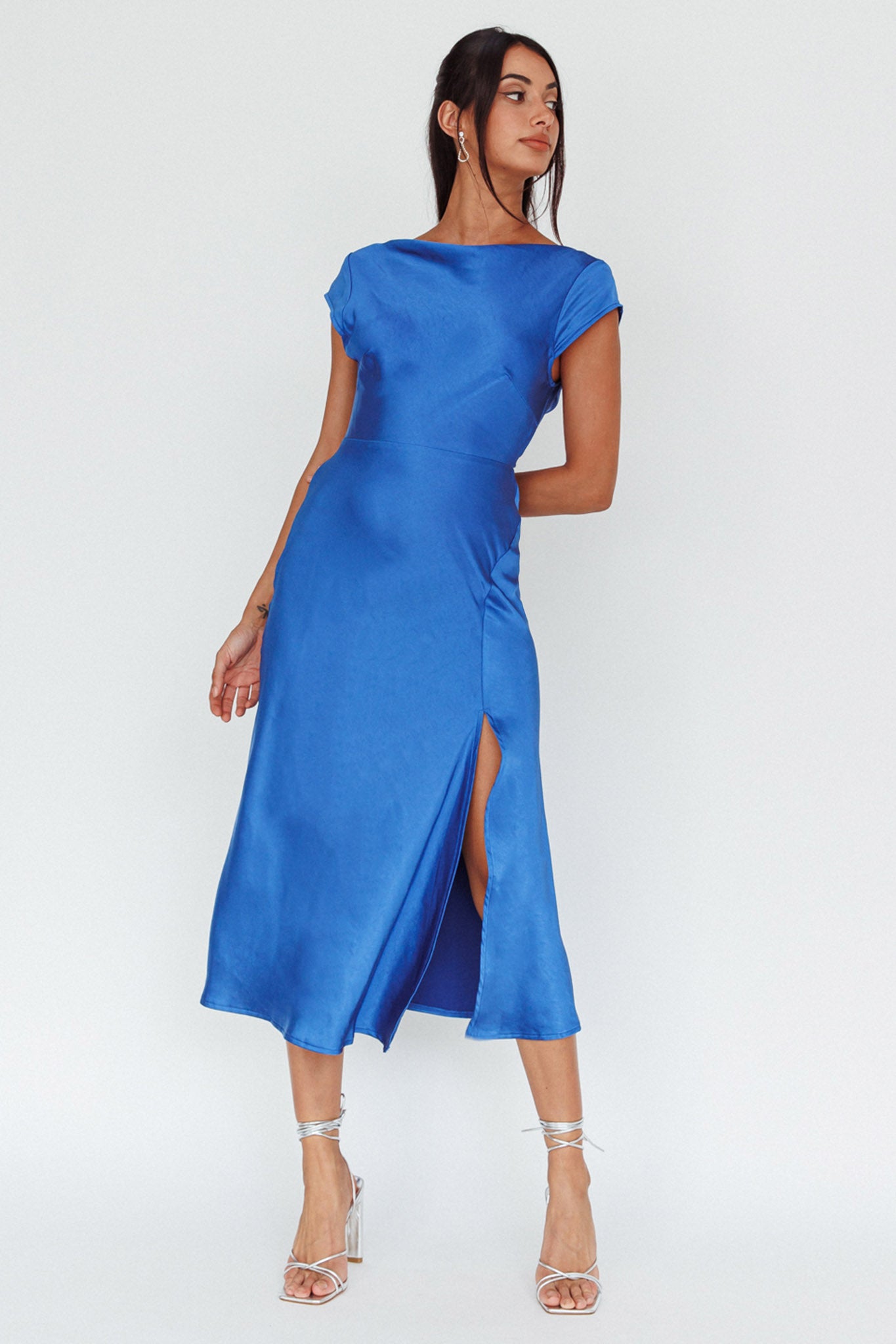 Lucinda Twist Back Midi Dress Navy by Selfie Leslie Australia