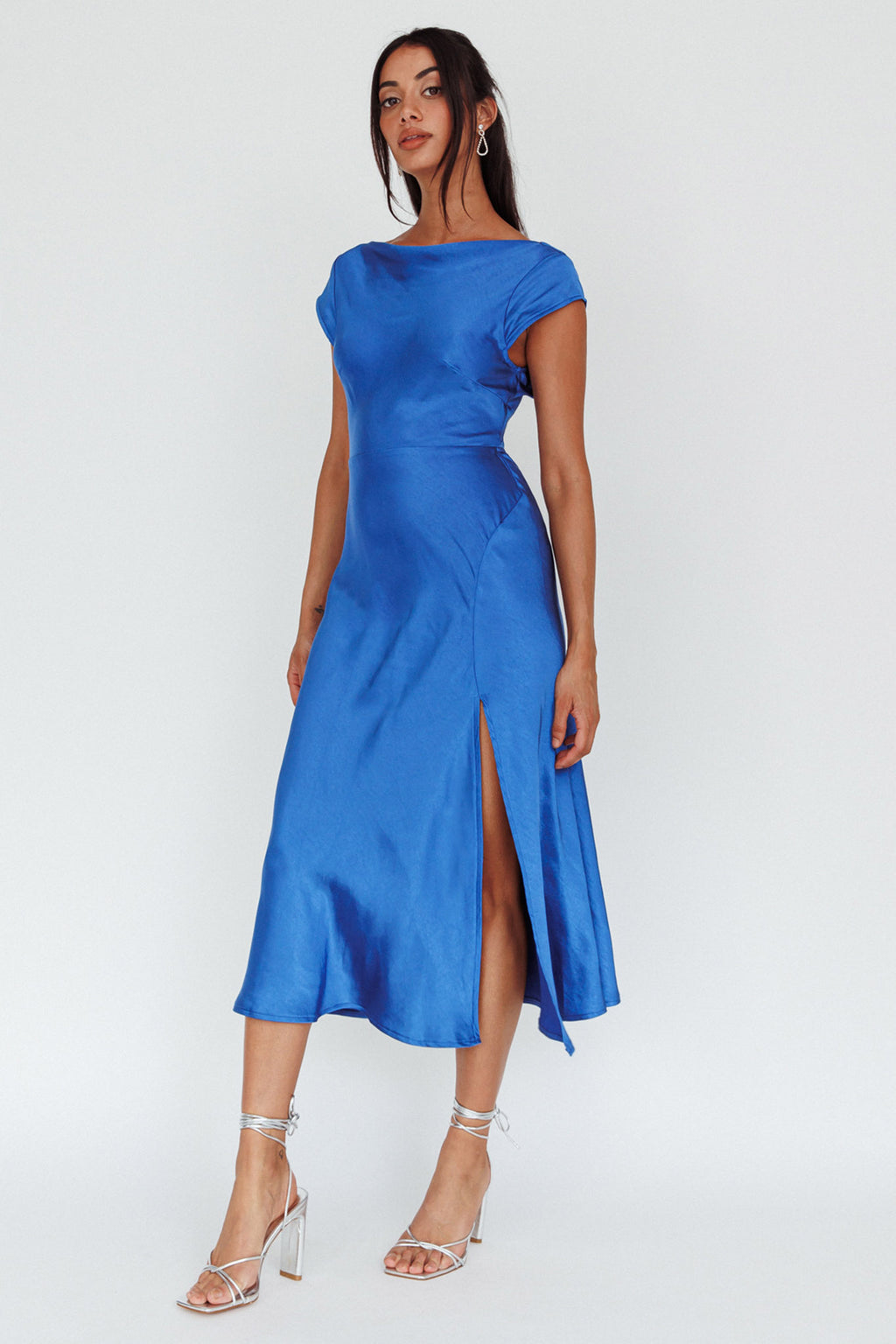 Lucinda Twist Back Midi Dress Navy by Selfie Leslie Australia