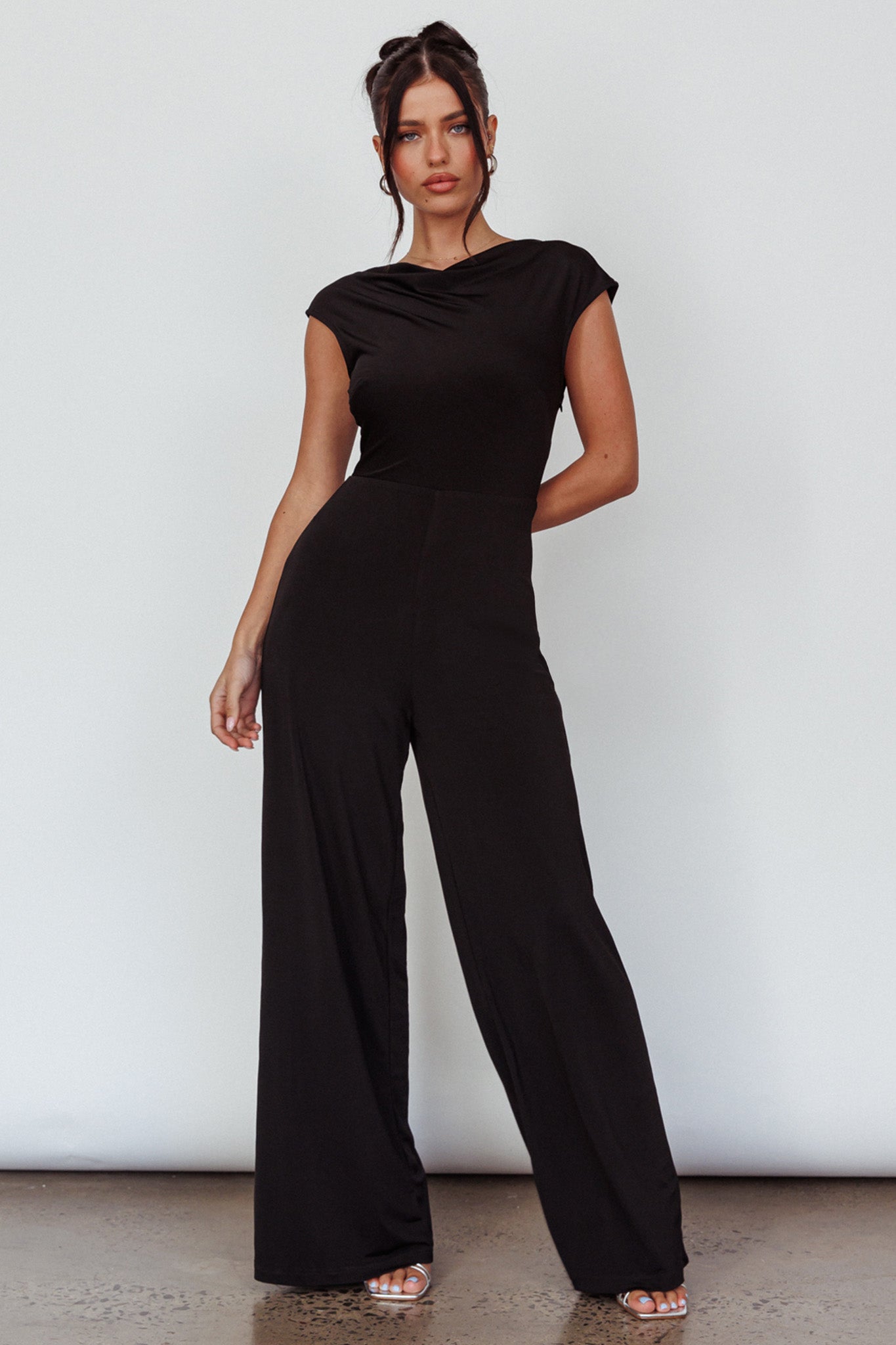 Lucinda Twist Back Jumpsuit Black by Selfie Leslie Australia