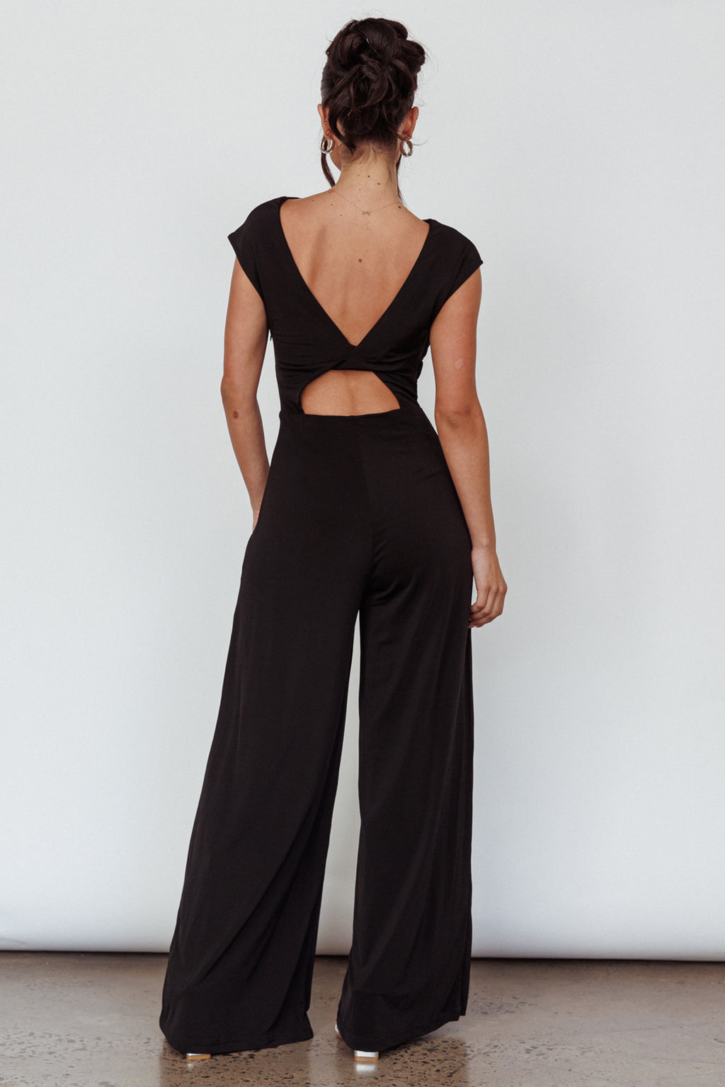 Lucinda Twist Back Jumpsuit Black by Selfie Leslie Australia