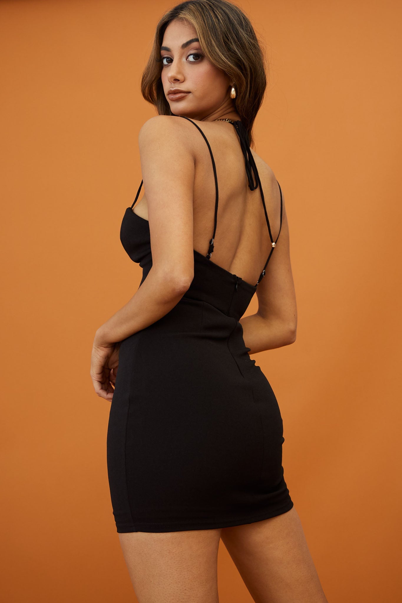 Playin' It Cool Strappy Neckline Bodycon Mini Dress Black by Selfie Leslie