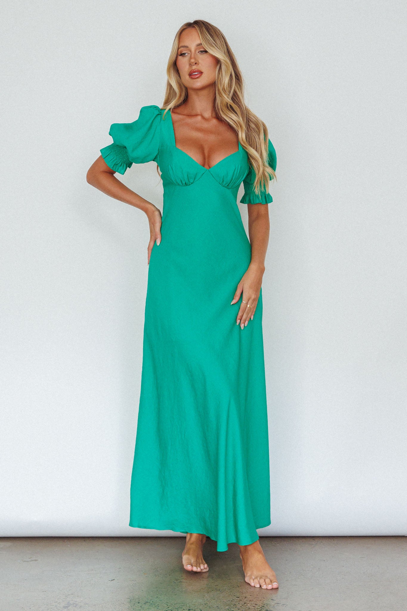 Brigita Tied Back Midi Dress Green by Selfie Leslie Australia