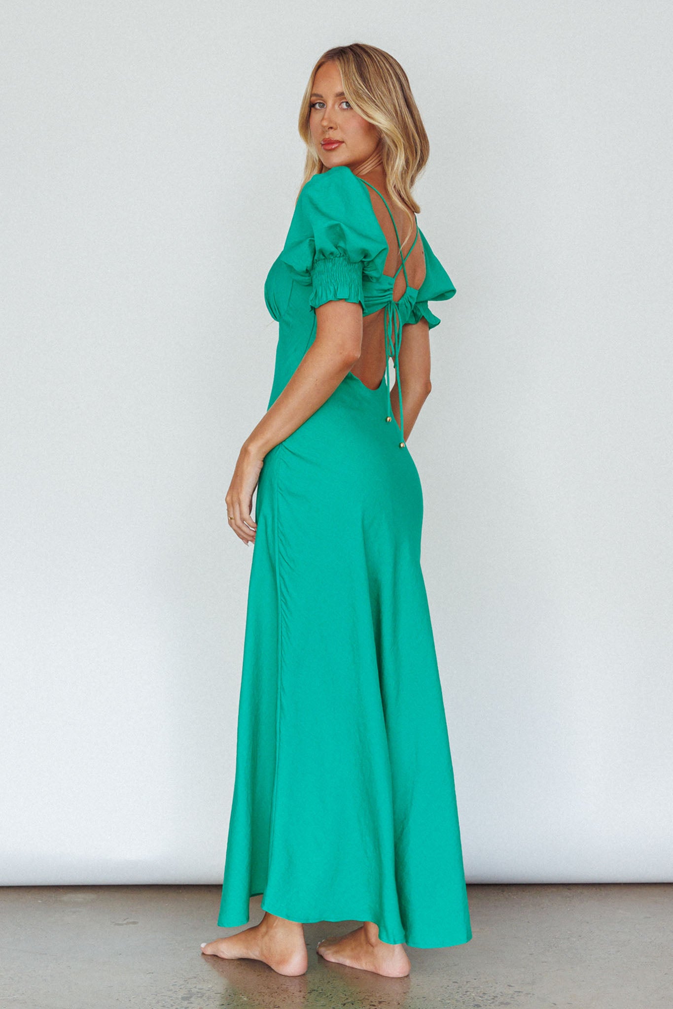 Brigita Tied Back Midi Dress Green by Selfie Leslie Australia