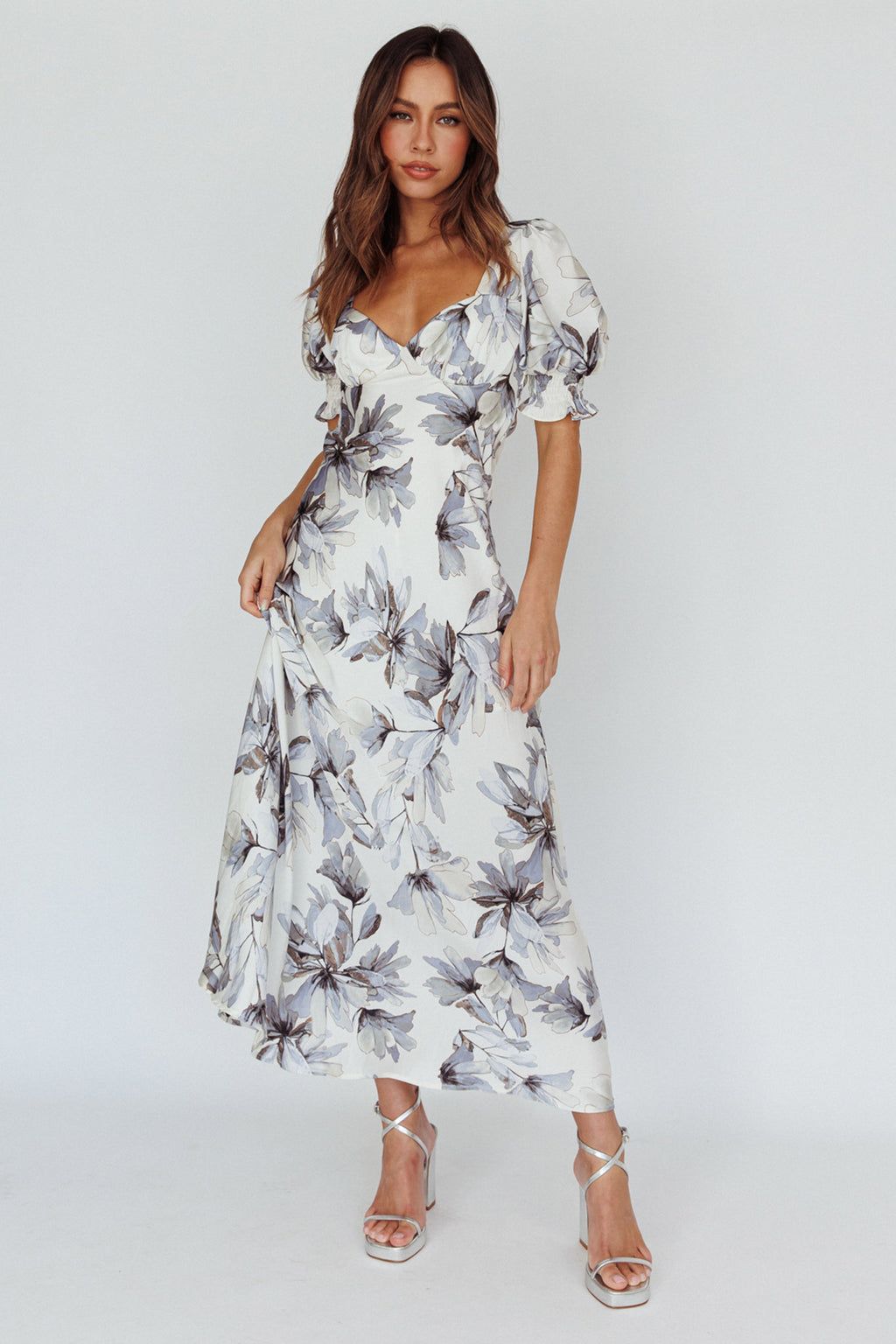 Brigita Tied Back Maxi Dress Floral Blue by Selfie Leslie Australia