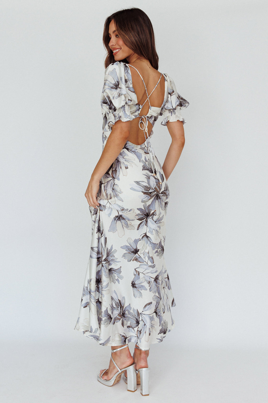 Brigita Tied Back Maxi Dress Floral Blue by Selfie Leslie Australia