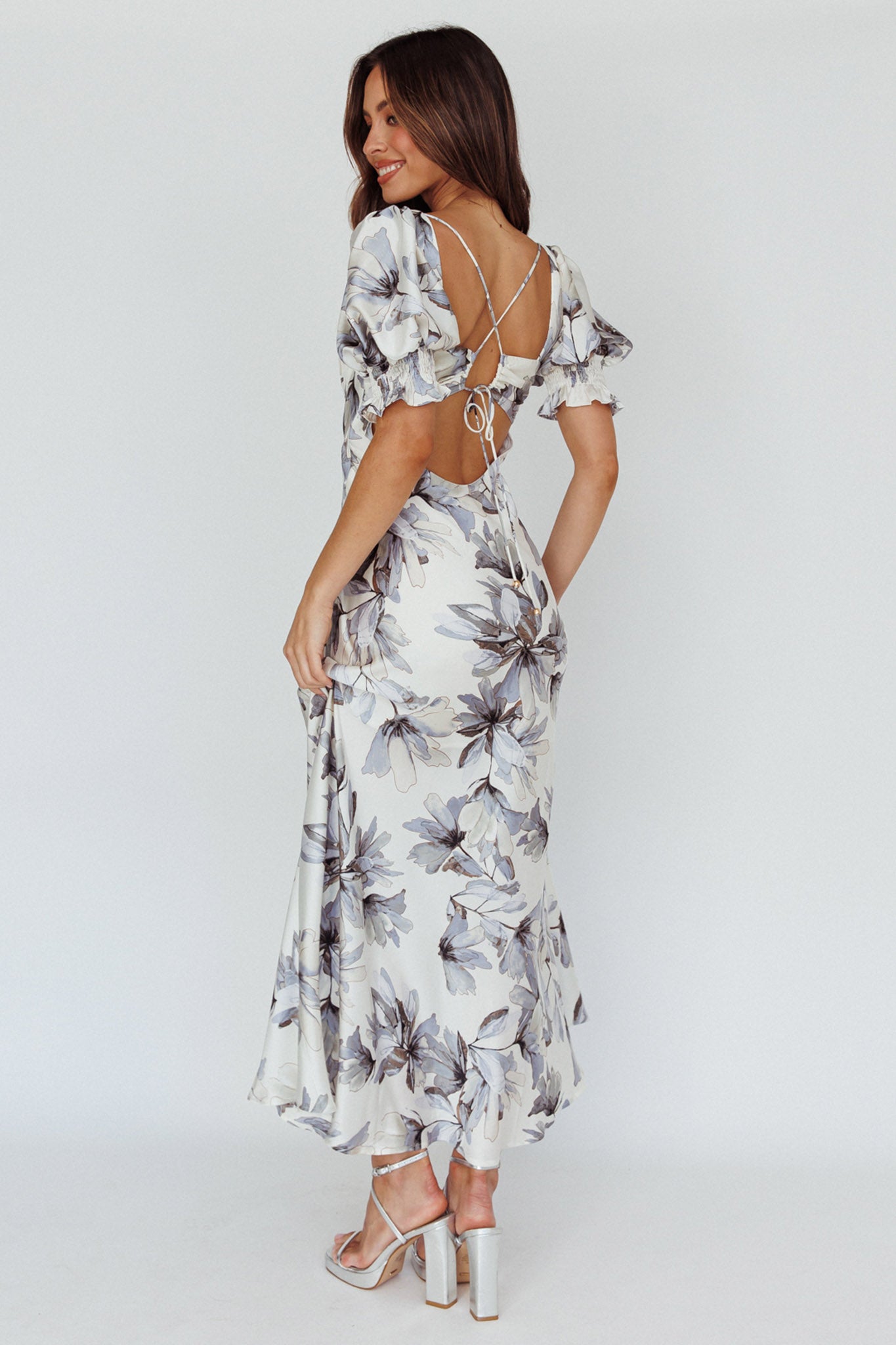 Brigita Tied Back Maxi Dress Floral Blue by Selfie Leslie Australia