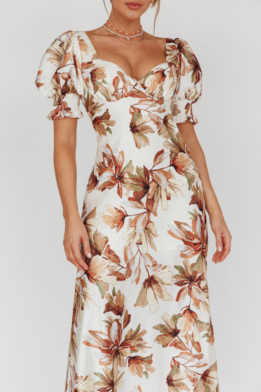 Brigita Tied Back Midi Dress Floral Brown by Selfie Leslie Australia