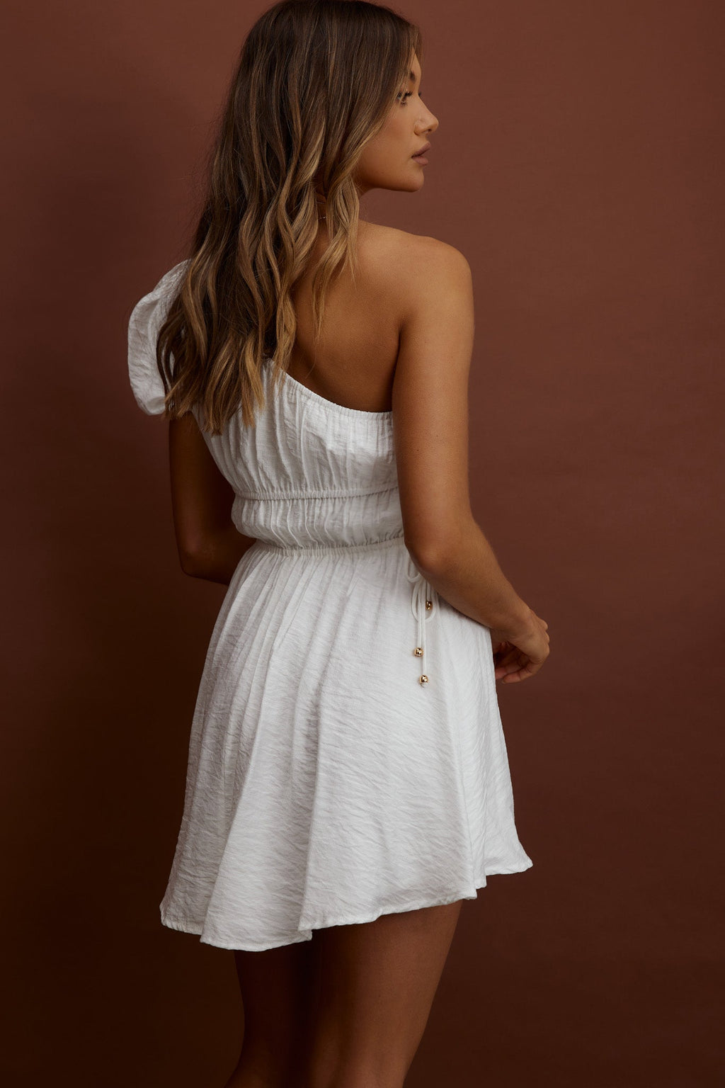 True Heart One-Shoulder A-Line Dress White by Selfie Leslie