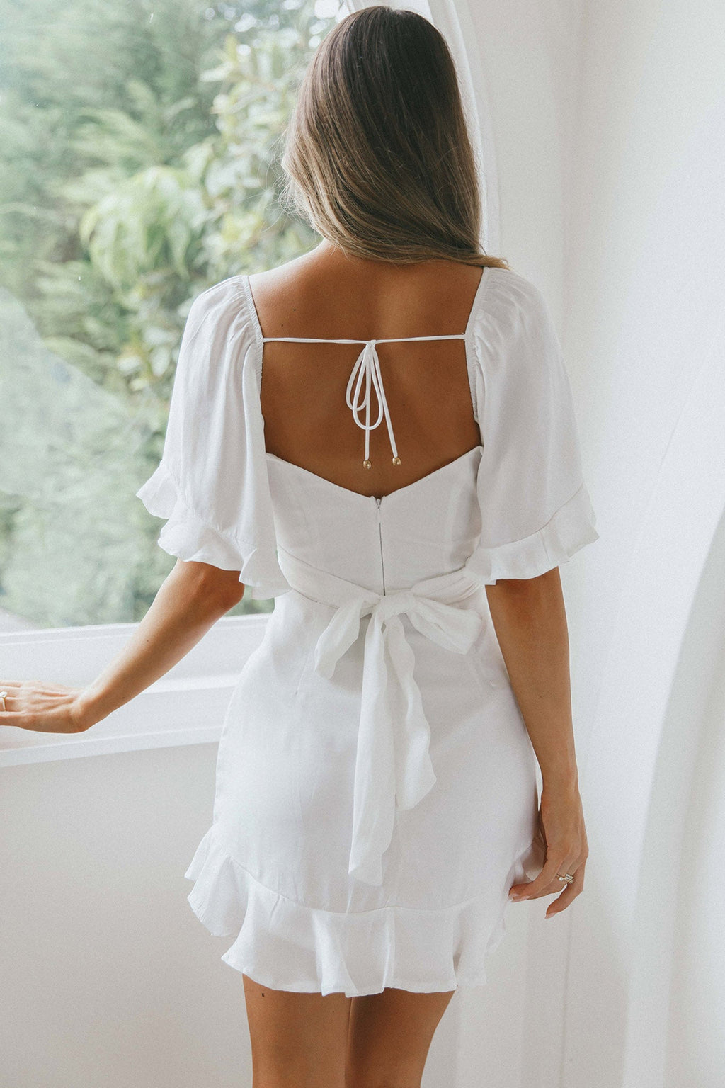 Hand In Mine Ruffle Hem Dress White by Selfie Leslie
