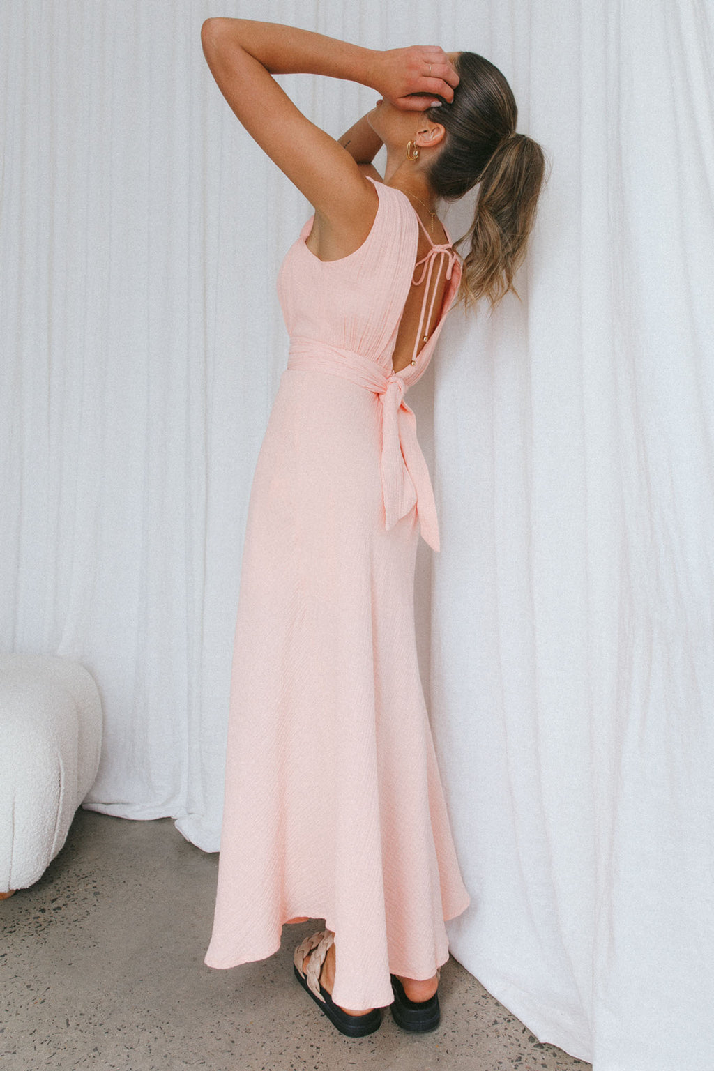 Zanzibar Surplice Neckline Maxi Dress Nude by Selfie Leslie Australia