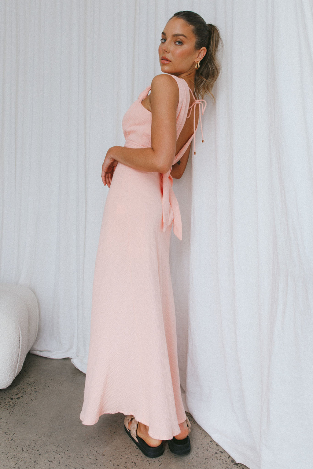 Zanzibar Surplice Neckline Maxi Dress Nude by Selfie Leslie Australia