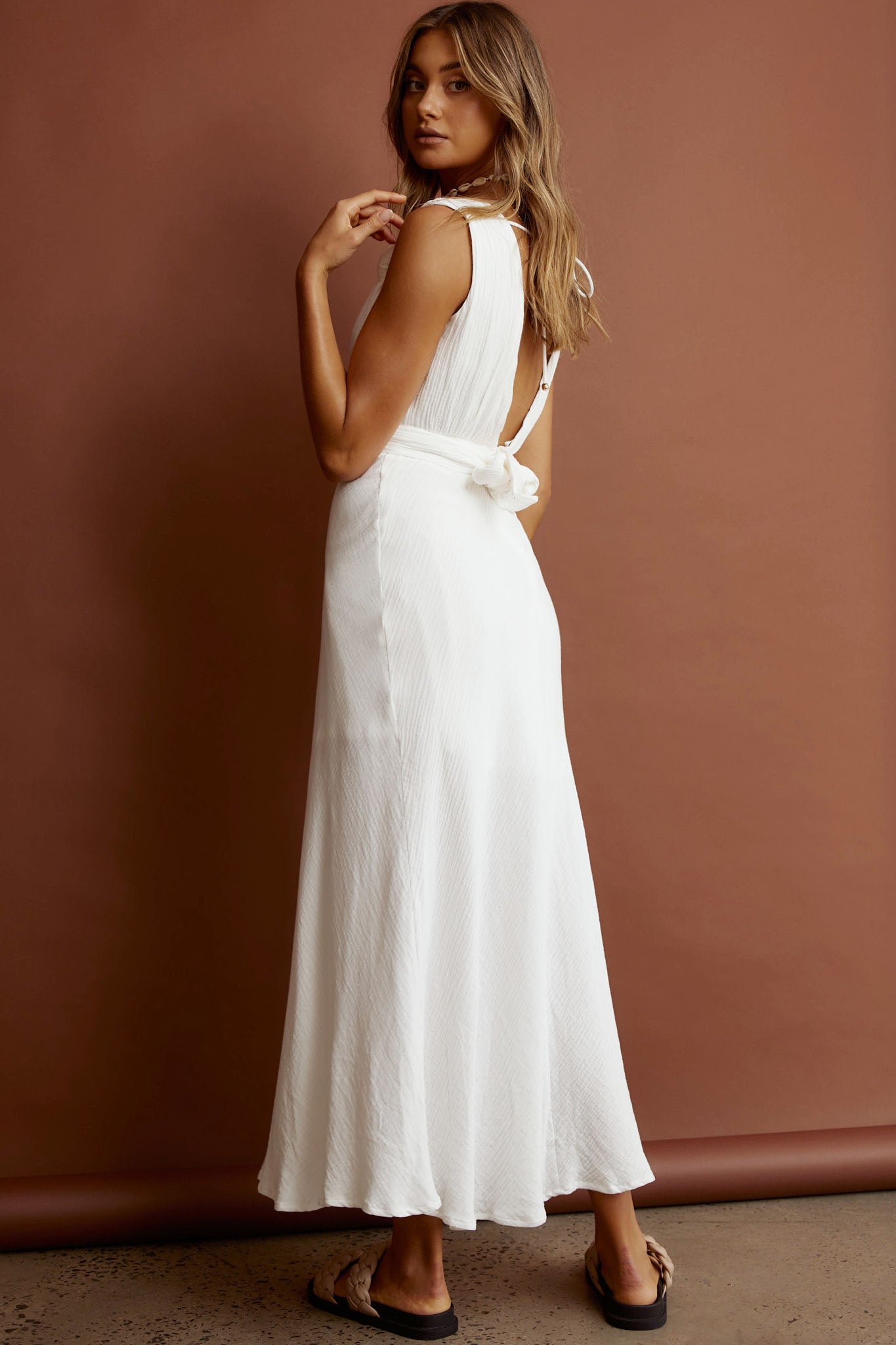 Zanzibar Surplice Neckline Maxi Dress White by Selfie Leslie Australia