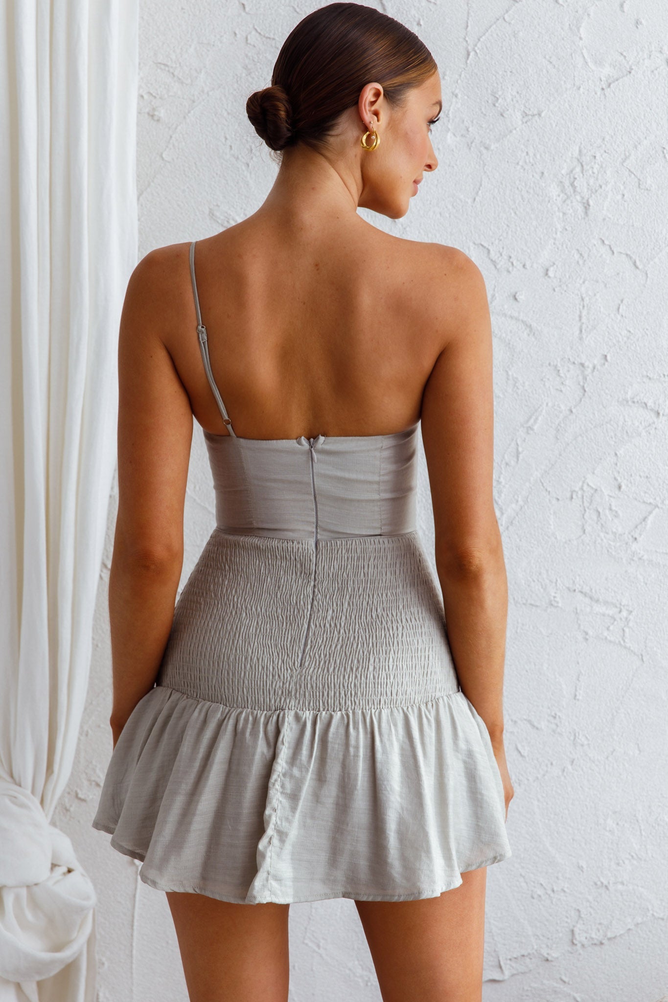 Bridie One Shoulder Shirred Mini Dress by Selfie Leslie