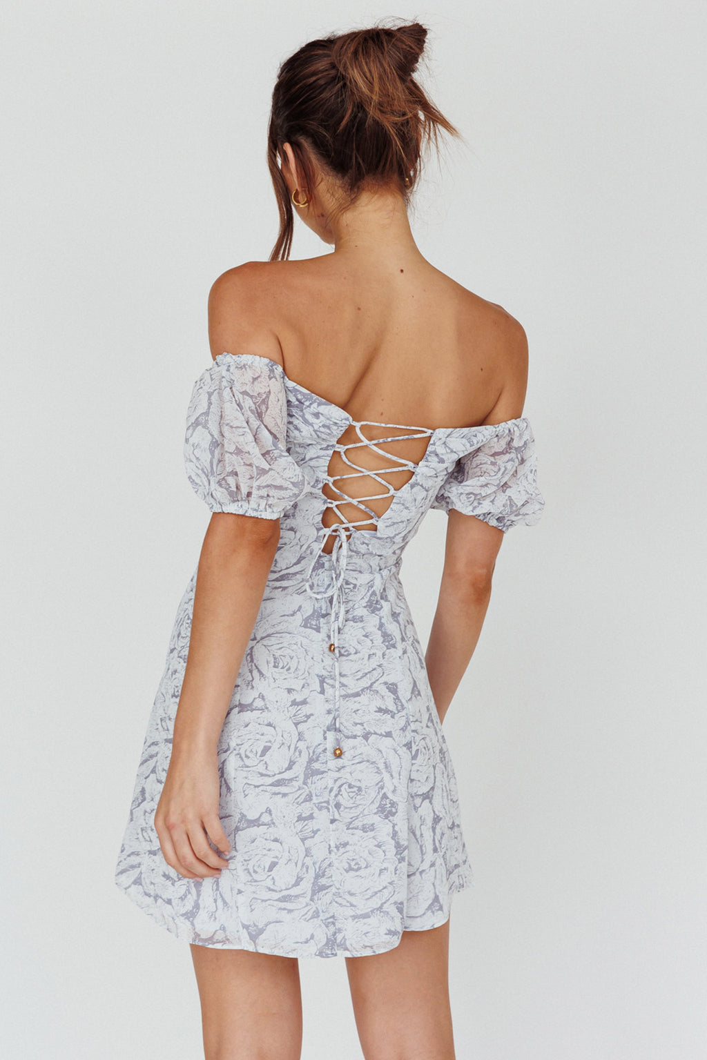 Summer To Remember Lace-Up Back Dress Floral Ink by Selfie Leslie Australia