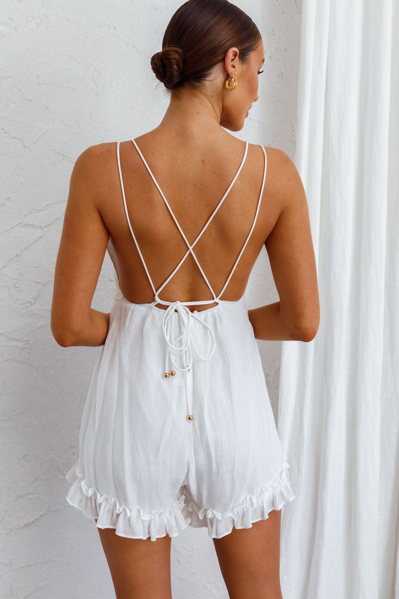 Providence Strappy Back Romper White by Selfie Leslie