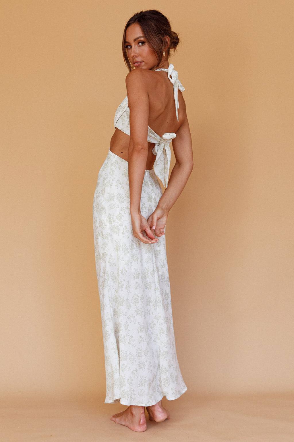 Paradise Found Cut-Out Midi Dress Floral Sage by Selfie Leslie Australia