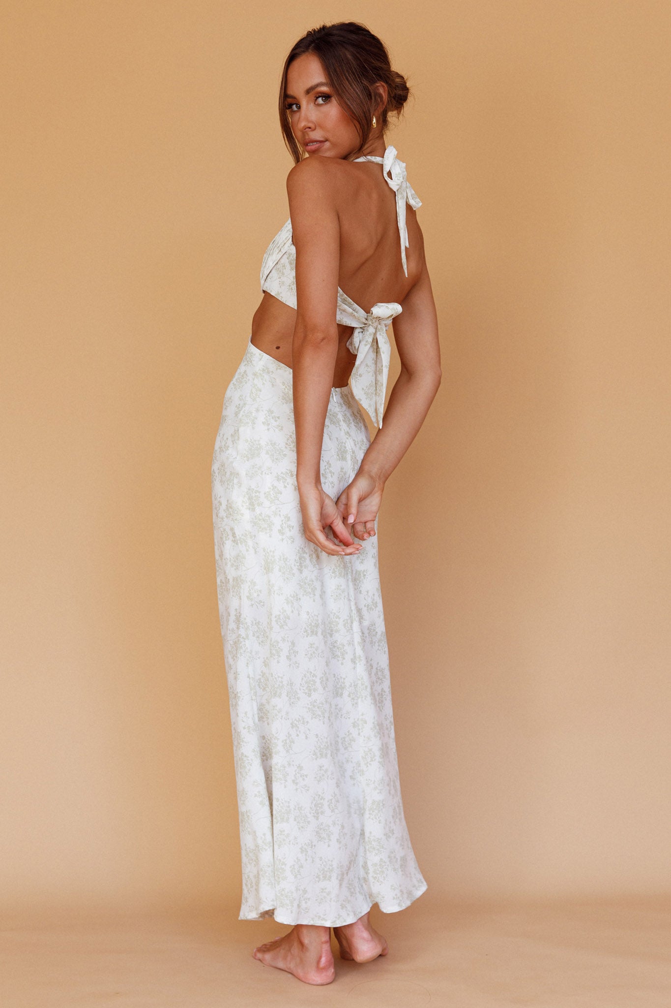 Paradise Found Cut-Out Midi Dress Floral Sage by Selfie Leslie Australia
