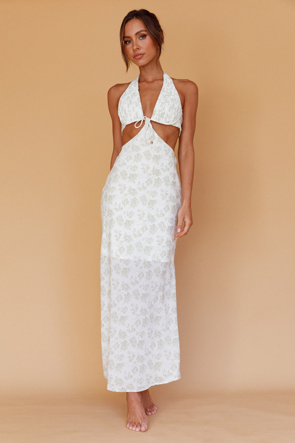 Paradise Found Cut-Out Midi Dress Floral Sage by Selfie Leslie Australia