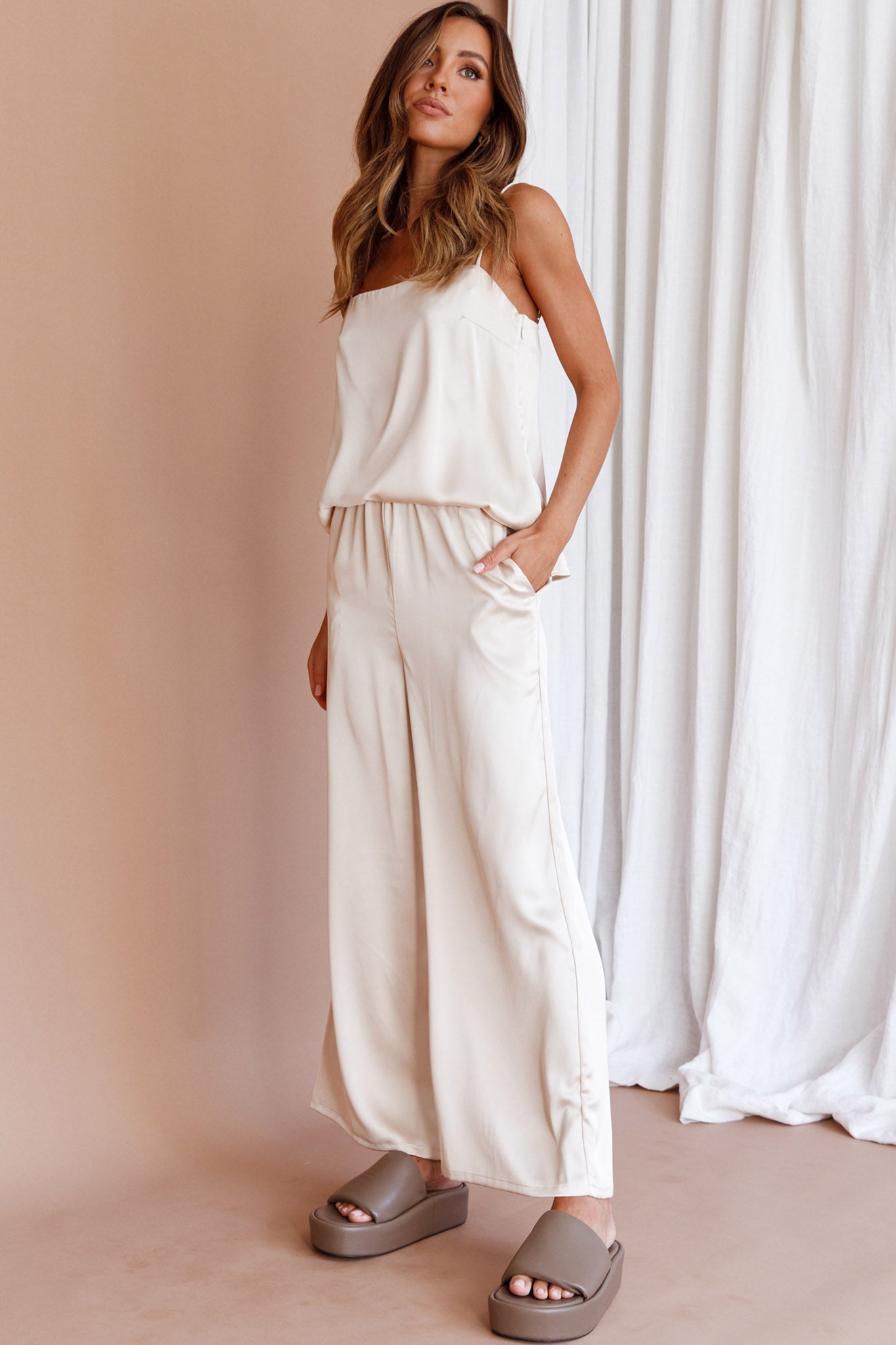 Hotel California Straight Leg Pants Stone by Selfie Leslie Australia