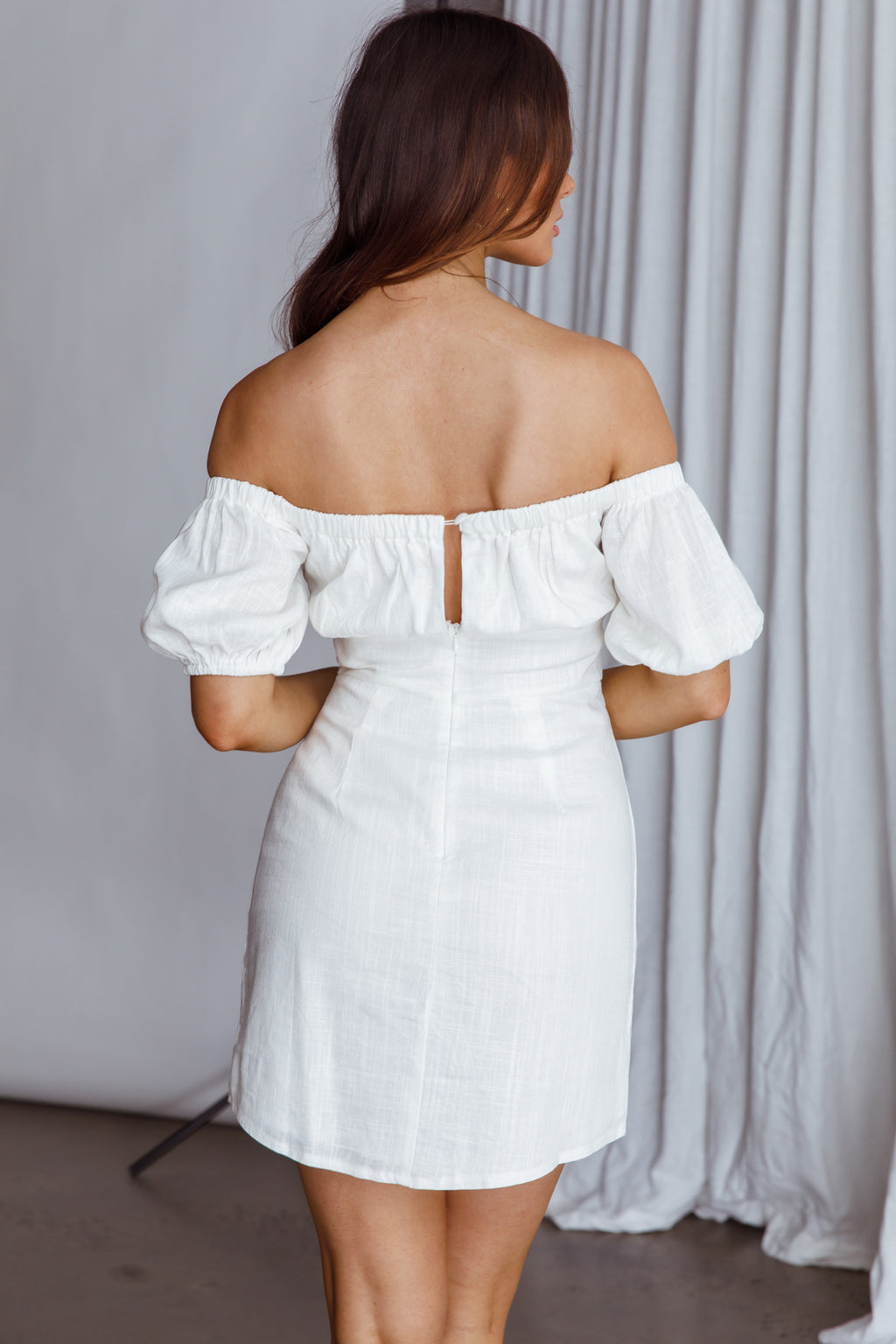 Dayanara Off-Shoulder Puff Sleeve Dress White by Selfie Leslie Australia