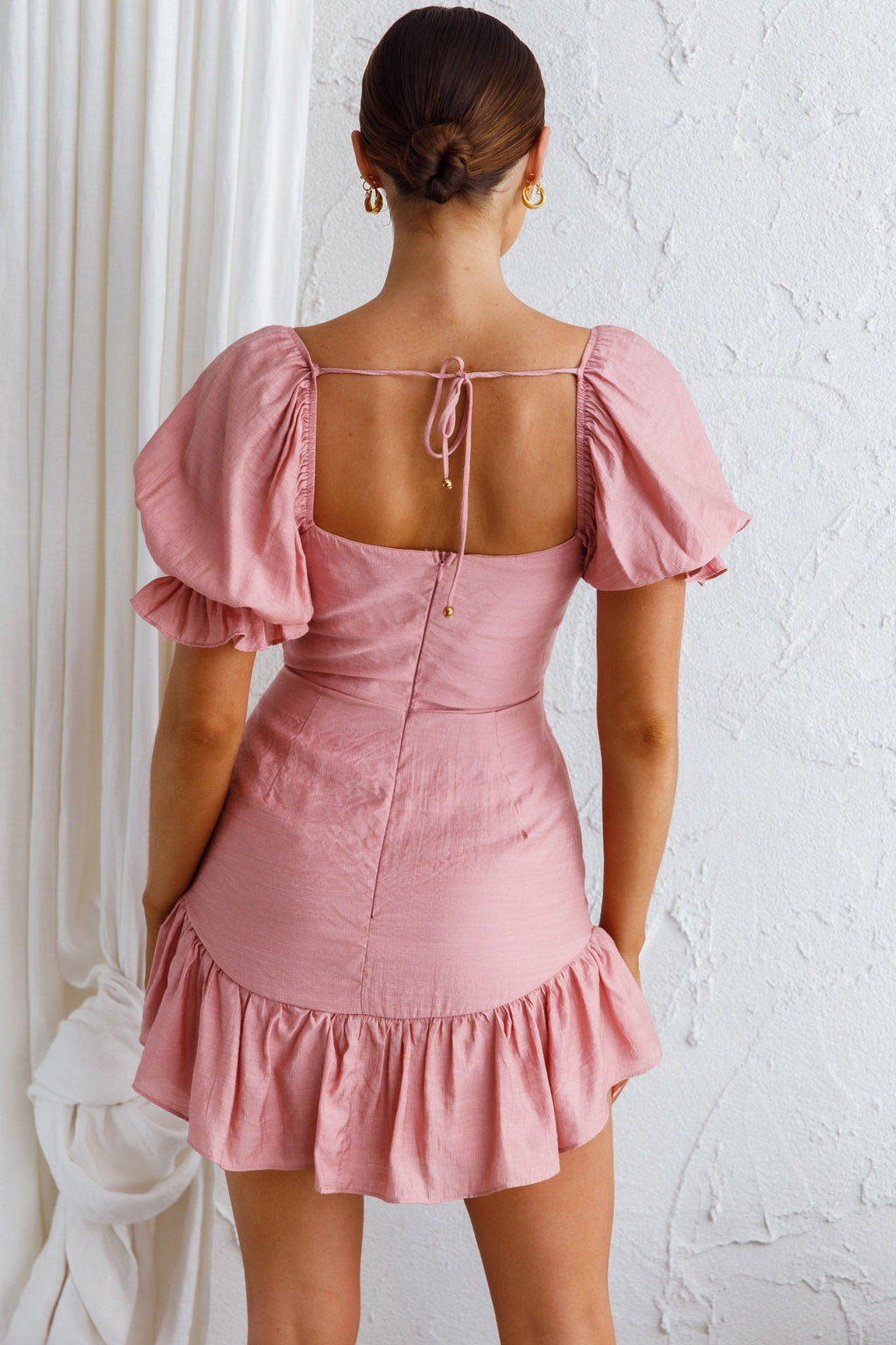 Light Catcher Sweetheart Neckline Frill Dress Blush by Selfie Leslie