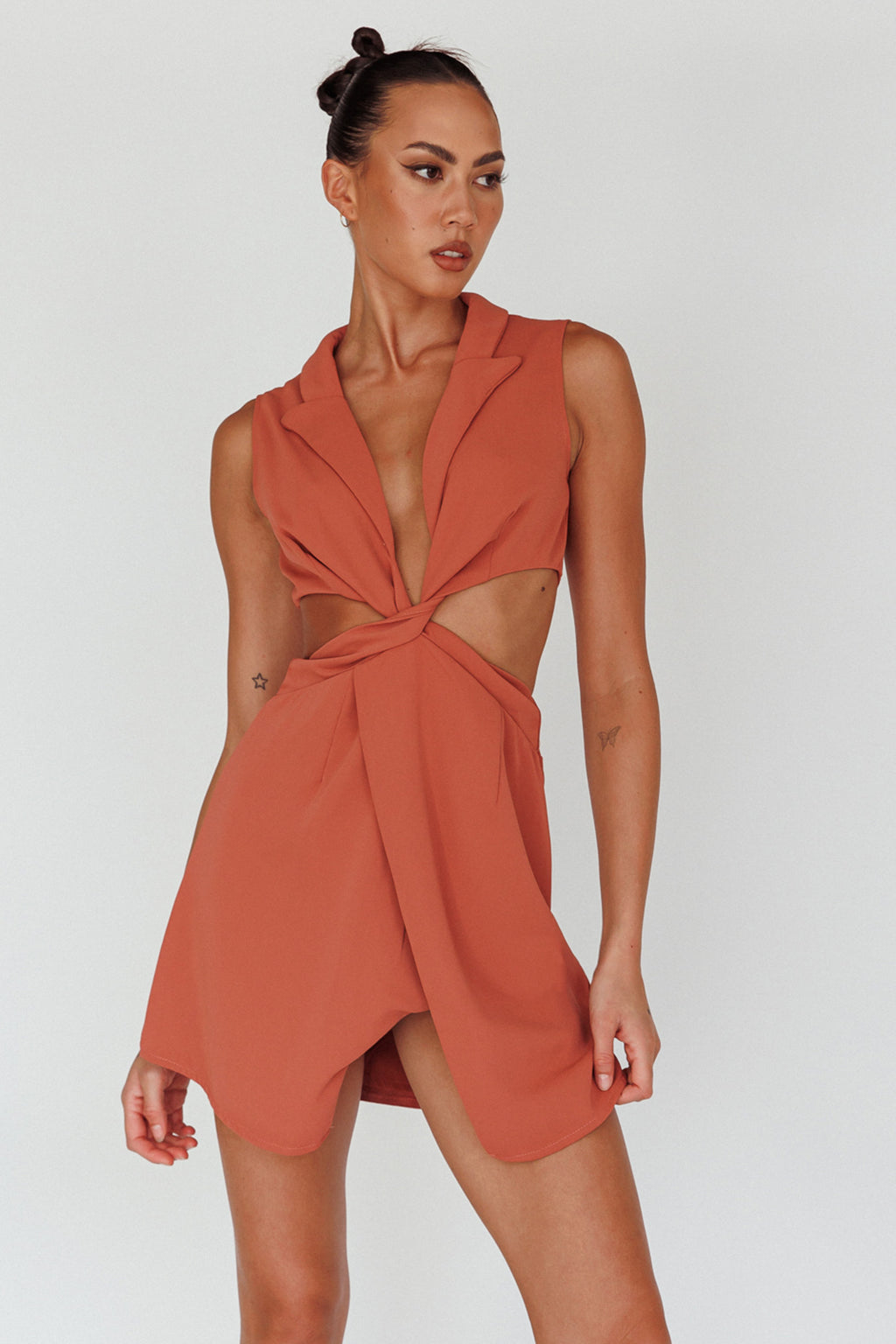 Milarni Collared Cut-Out Mini Dress Rose by Selfie Leslie Australia