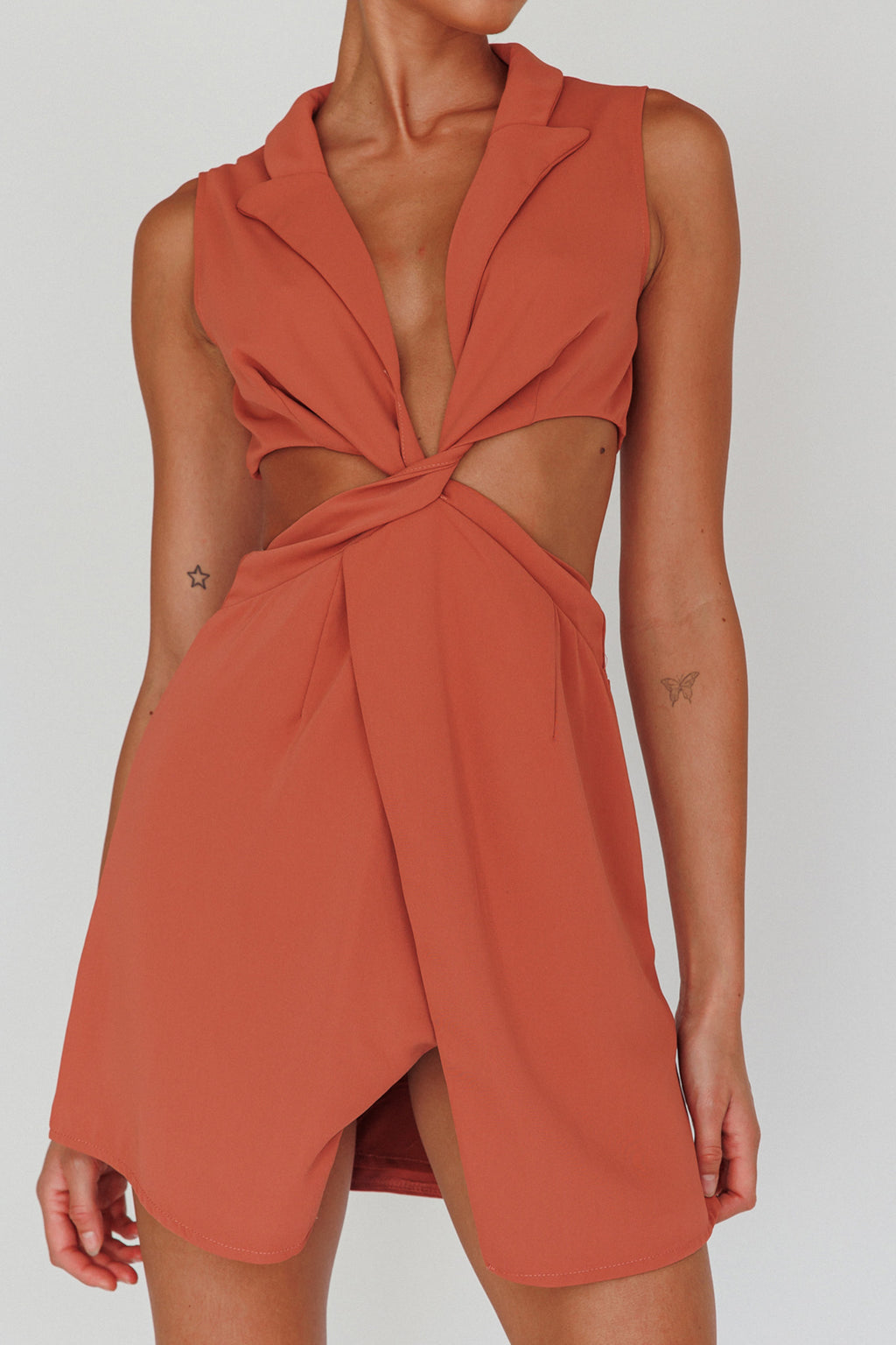 Milarni Collared Cut-Out Mini Dress Rose by Selfie Leslie Australia