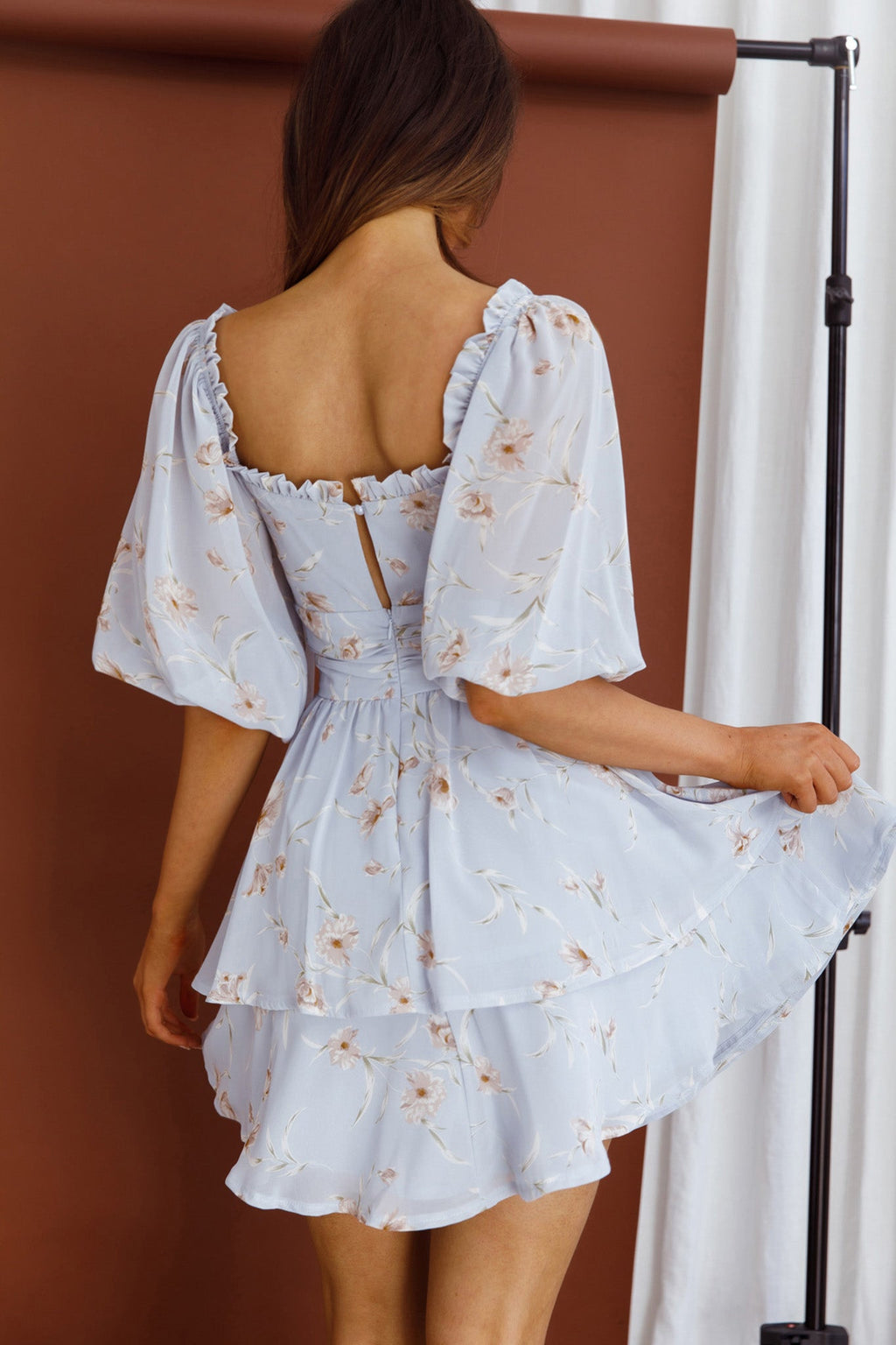 Forever Bloom Off-Shoulder Mini Dress Floral Blue by Selfie Leslie