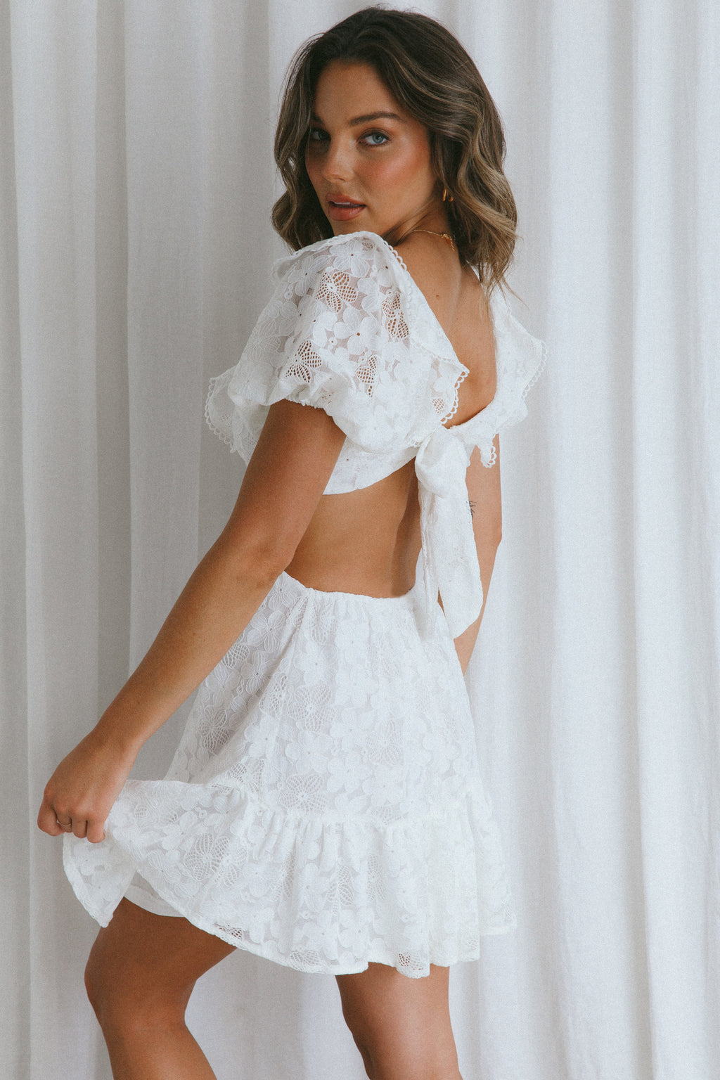 Sweet Life Cut-Out Waist Lace Dress White by Selfie Leslie Australia
