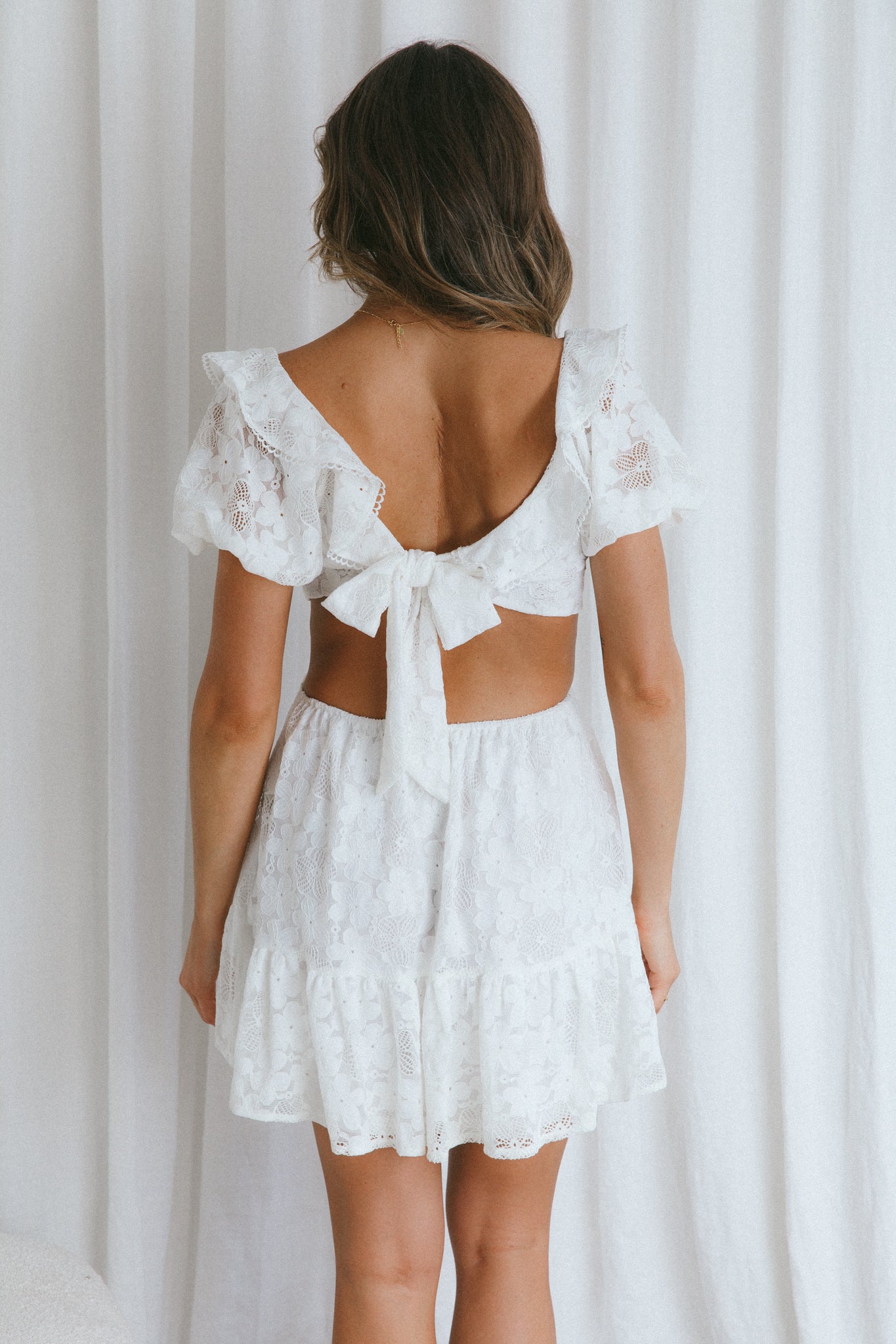 Sweet Life Cut-Out Waist Lace Dress White by Selfie Leslie Australia