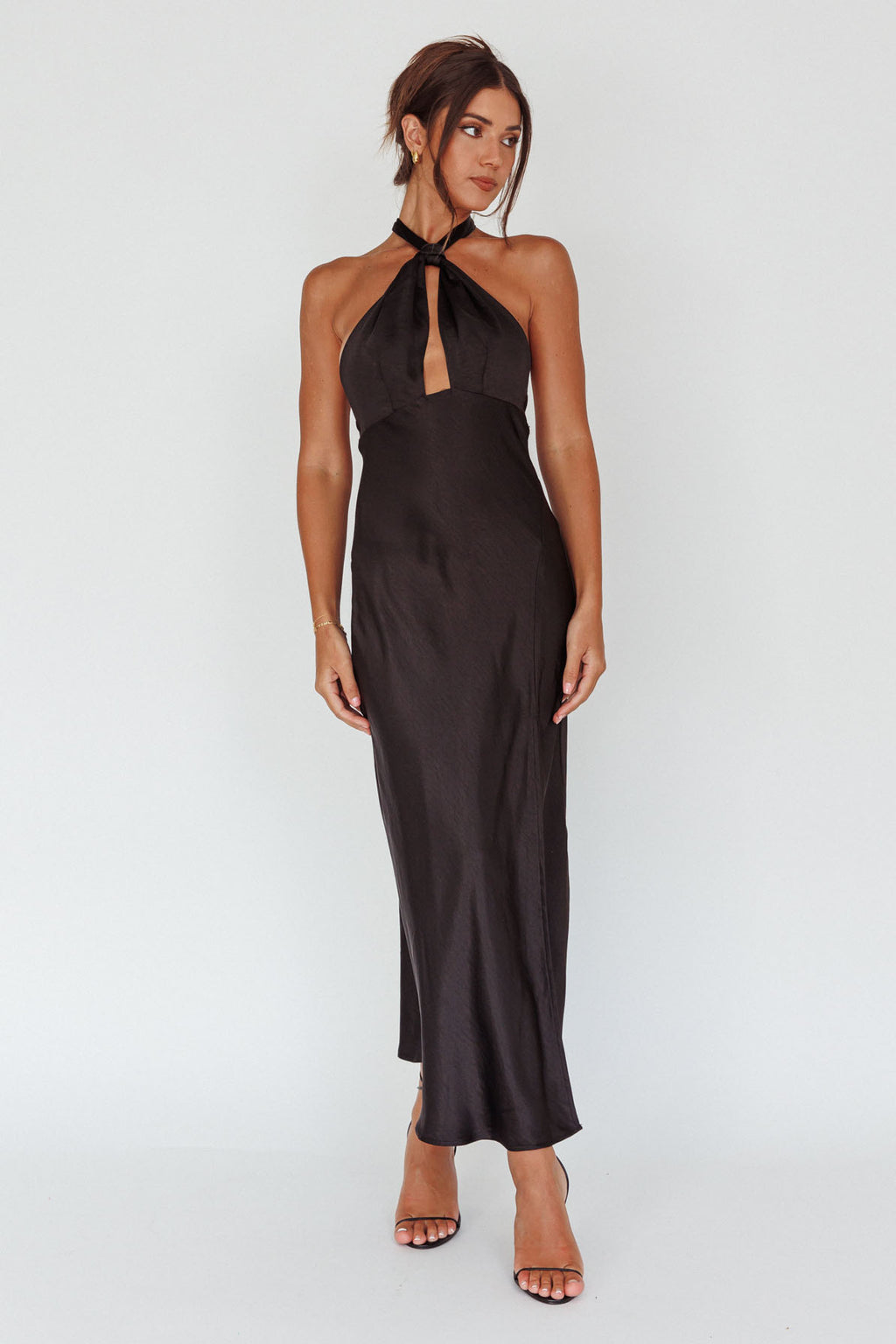 Te Amo Halterneck Open Back Midi Dress Black by Selfie Leslie Australia