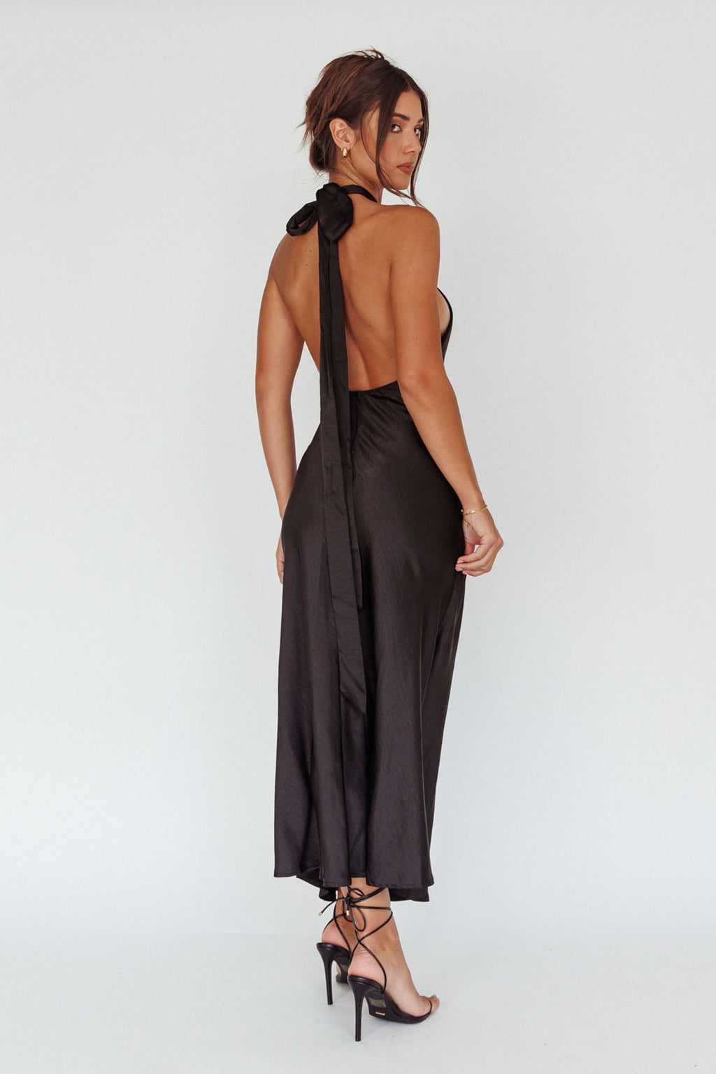 Te Amo Halterneck Open Back Midi Dress Black by Selfie Leslie Australia