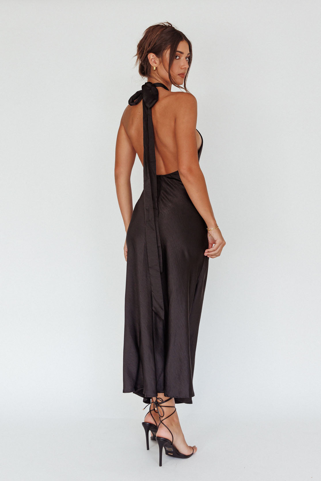 Te Amo Halterneck Open Back Midi Dress Black by Selfie Leslie Australia