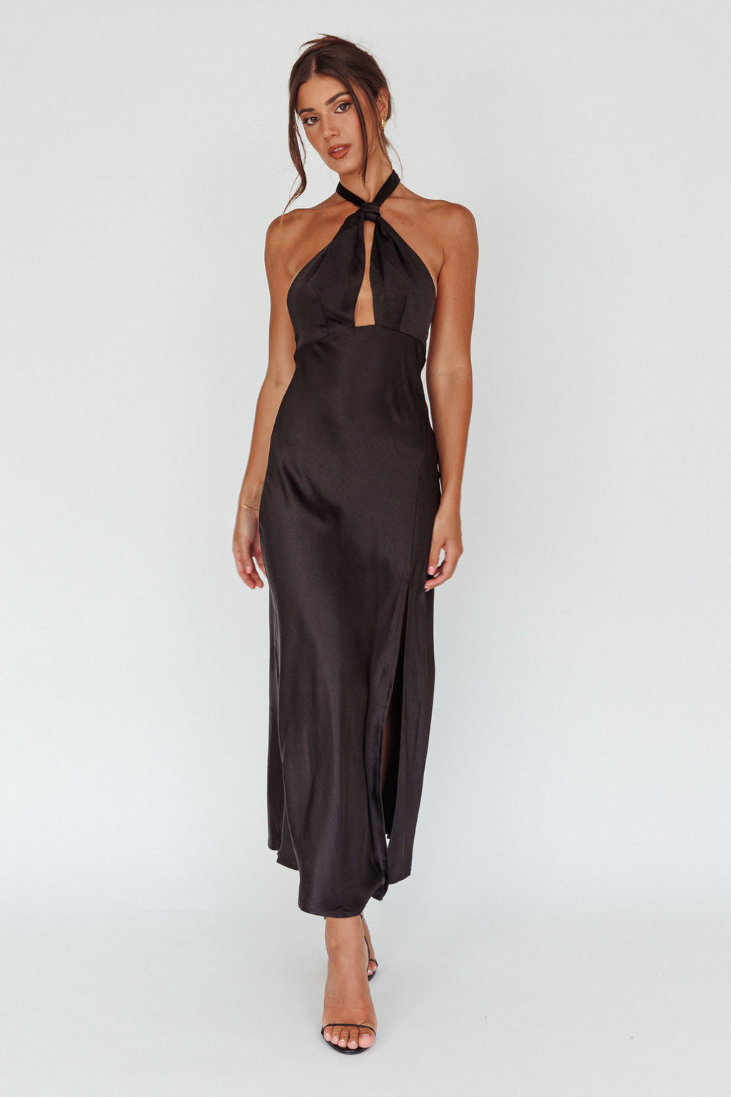 Te Amo Halterneck Open Back Midi Dress Black by Selfie Leslie Australia