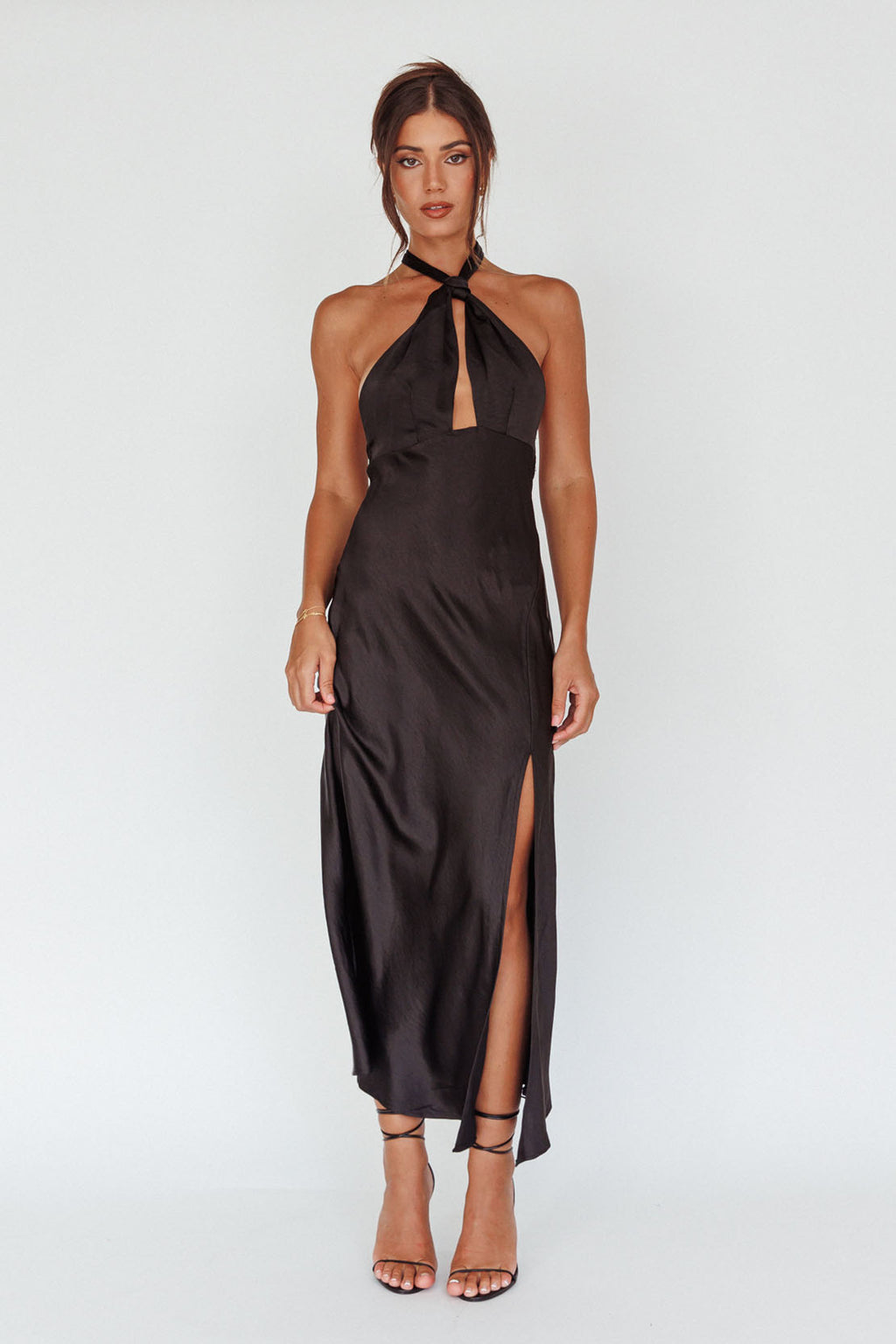 Te Amo Halterneck Open Back Midi Dress Black by Selfie Leslie Australia