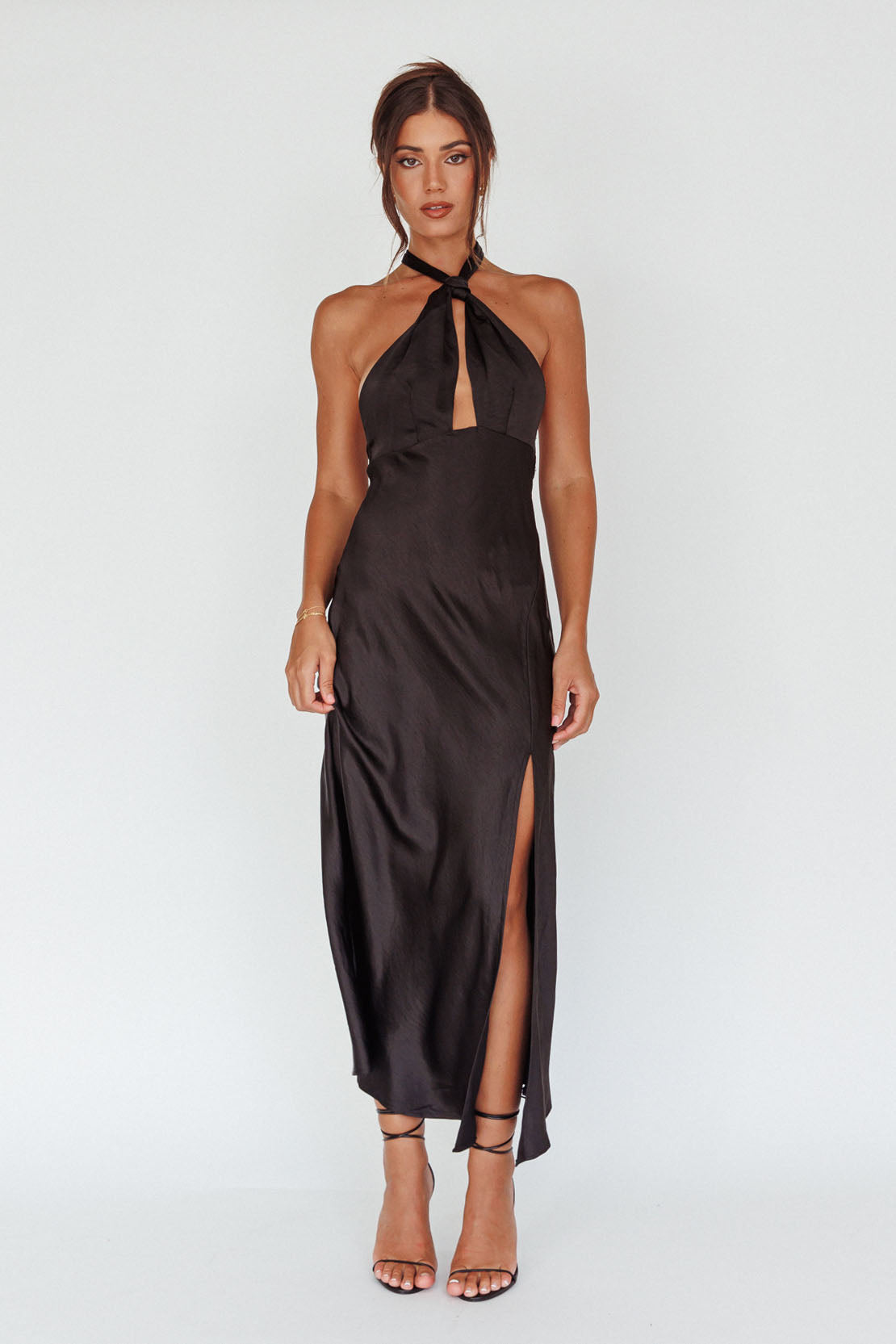 Te Amo Halterneck Open Back Midi Dress Black by Selfie Leslie Australia