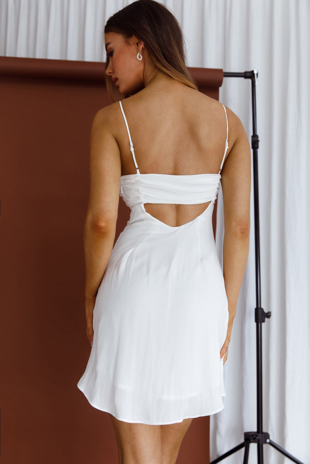 Aurelius Gathered Bust Cami Strap Mini Sundress Cream by Selfie Leslie