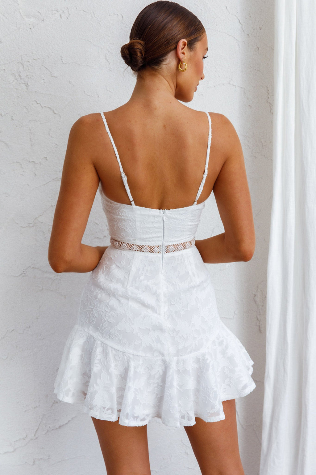 Surabaya Twist Bust Textured Mini Dress White by Selfie Leslie