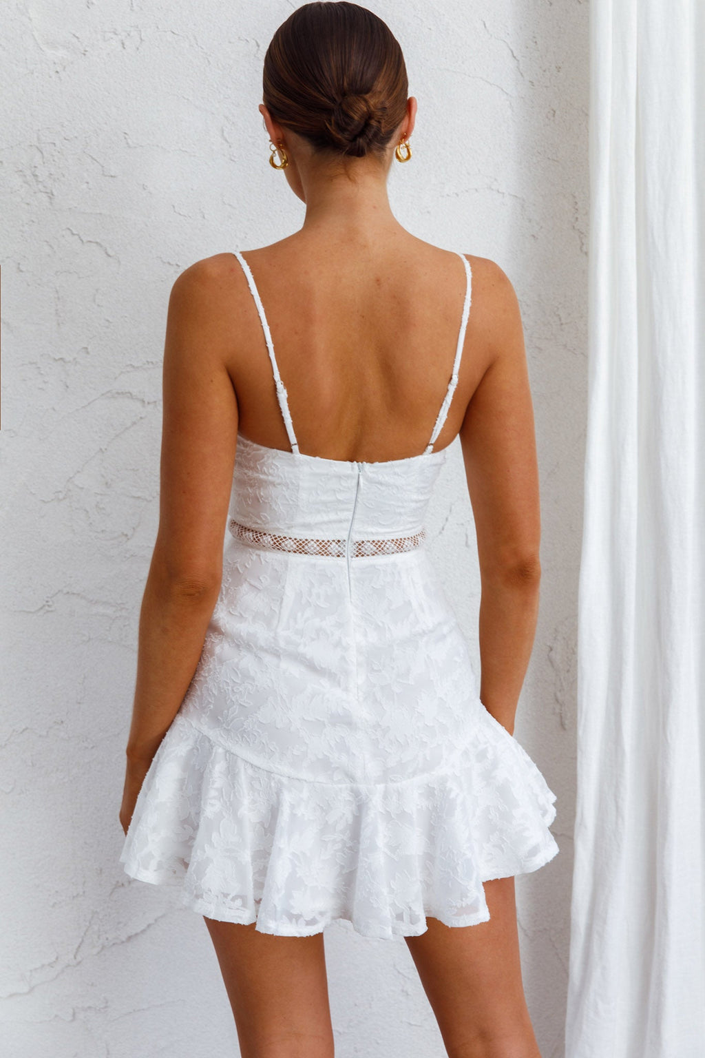 Surabaya Twist Bust Textured Mini Dress White by Selfie Leslie